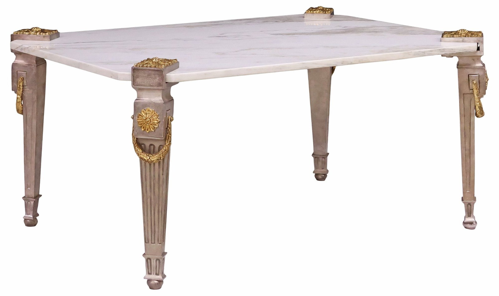 P.E. GUERIN (ATTRIB.) 'LOUIS XVI GARLAND' MARBLE-TOP BRONZE COFFEE TABLE (1 of 6)