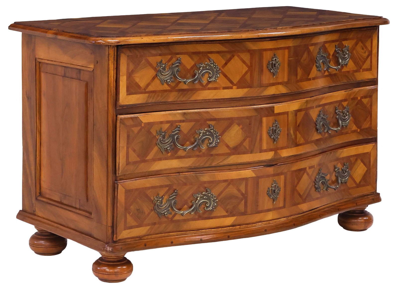 CONTINENTAL BAROQUE PERIOD INLAID WALNUT COMMODE, 18TH C. (1 of 5)