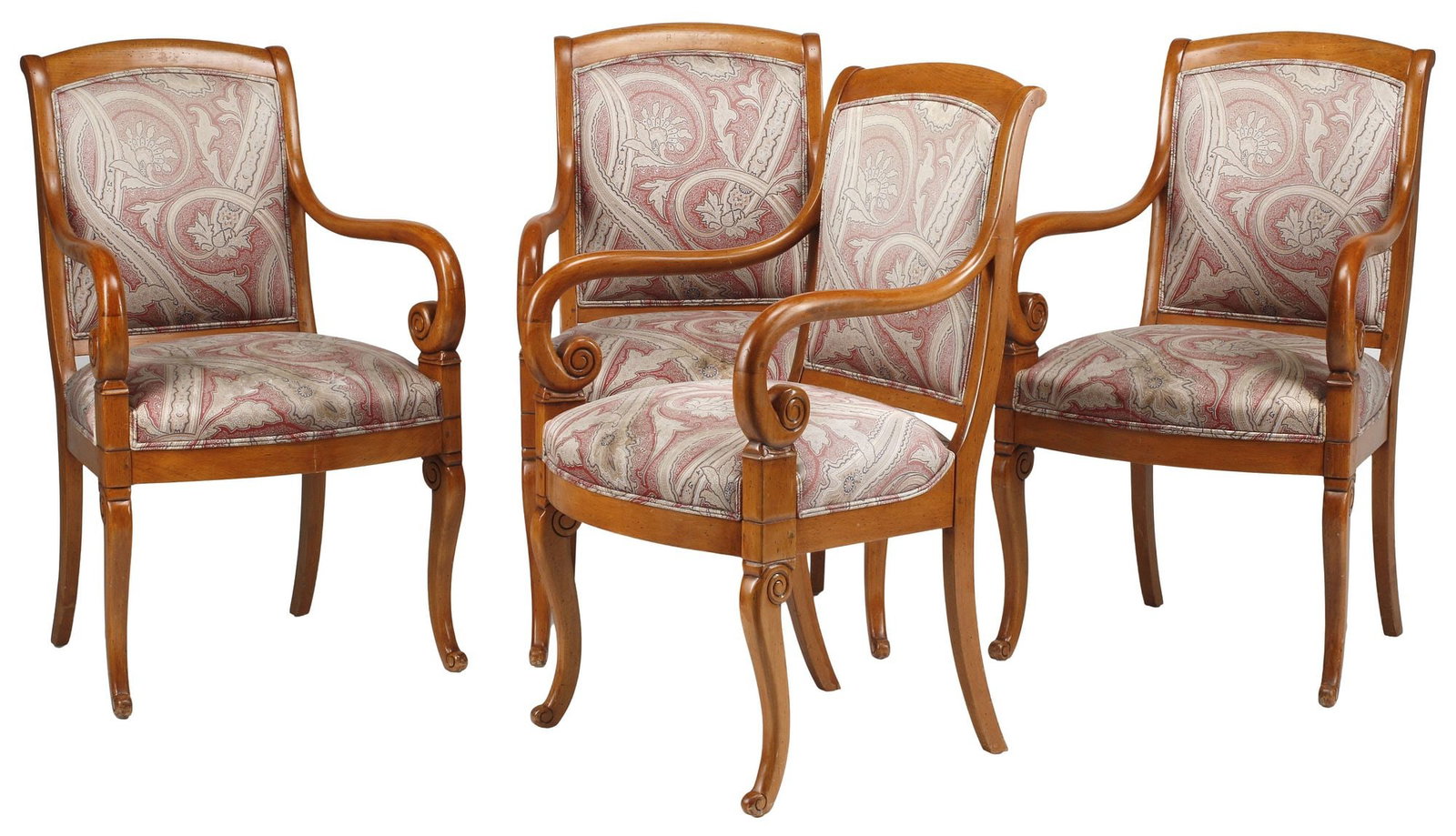(4) DIRECTOIRE STYLE UPHOLSTERED & CARVED WOOD ARMCHAIRS (1 of 5)