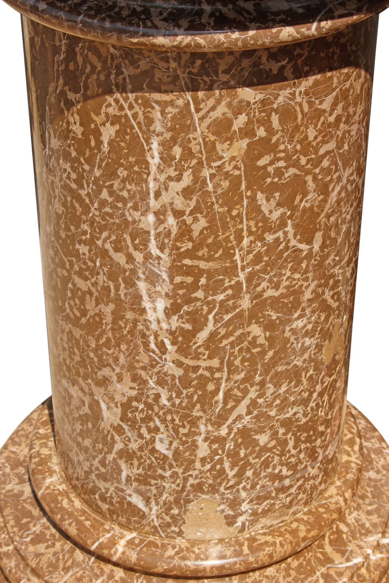 (2) LARGE VARIEGATED MARBLE PEDESTALS, 35"H - 3