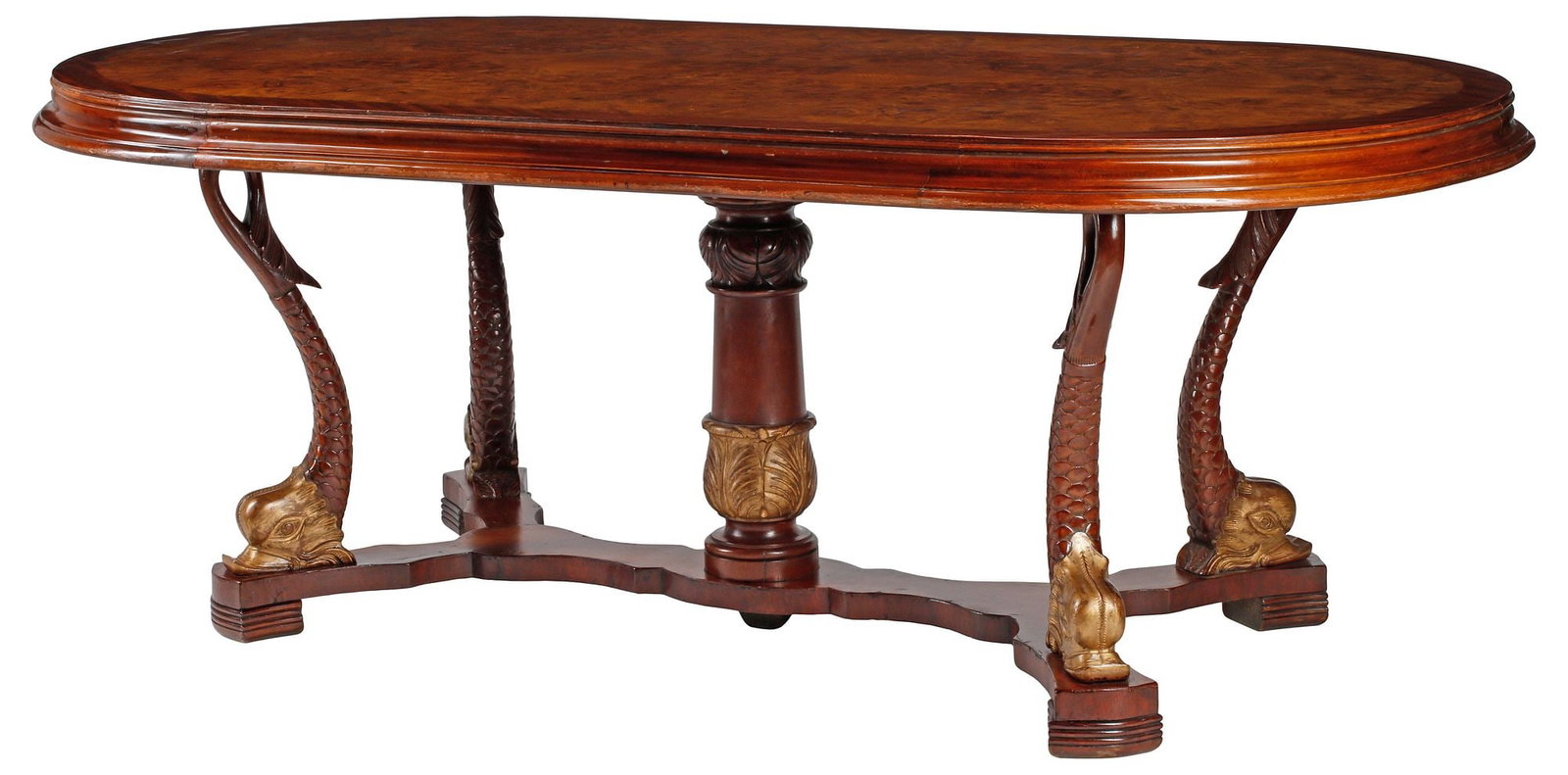 NORTHERN ITALIAN PARCEL-GILT BURLWOOD OVAL DINING TABLE (1 of 6)