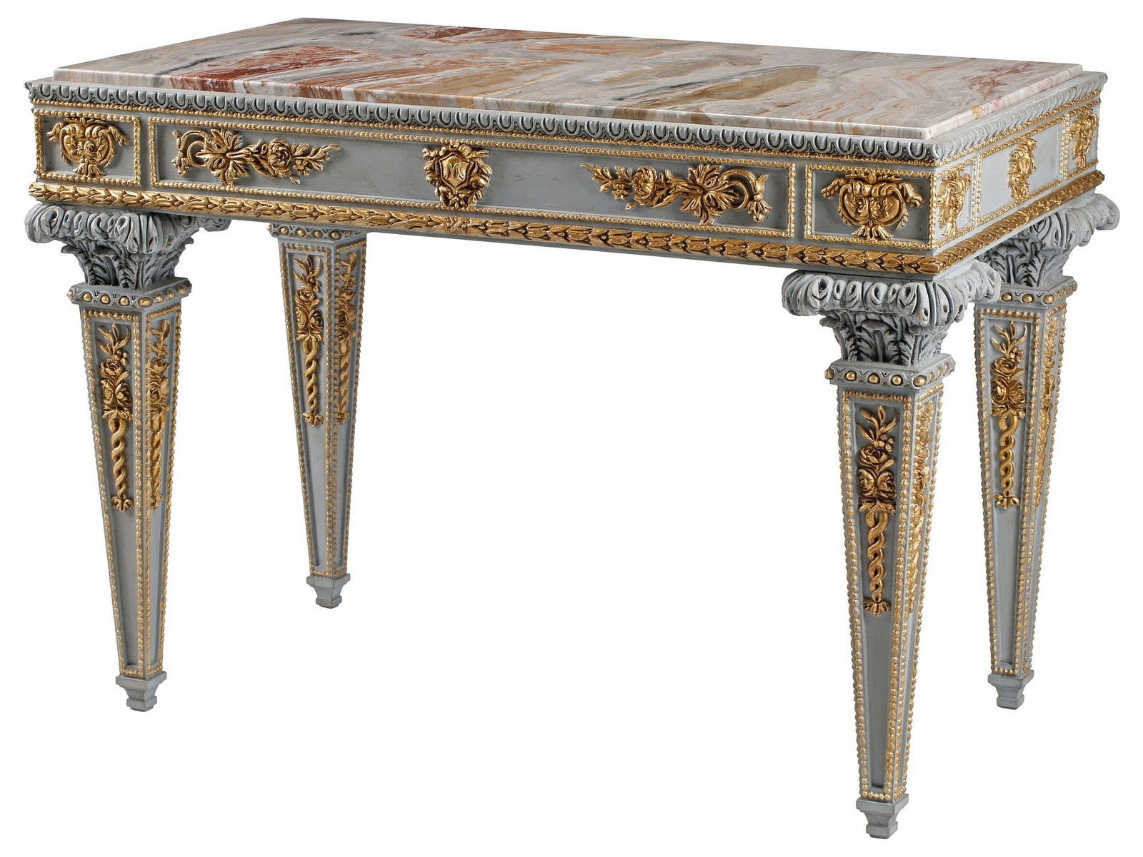 NEOCLASSICAL STYLE MARBLE-TOP PARCEL-GILT CONSOLE TABLE (1 of 5)
