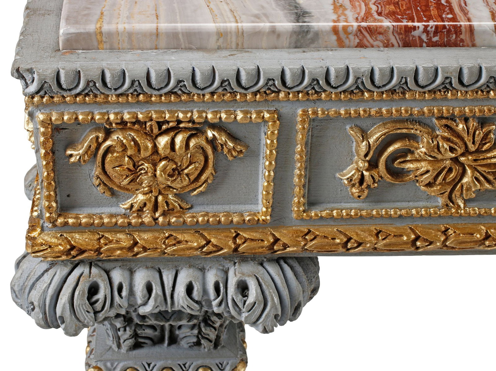 NEOCLASSICAL STYLE MARBLE-TOP PARCEL-GILT CONSOLE TABLE - 2