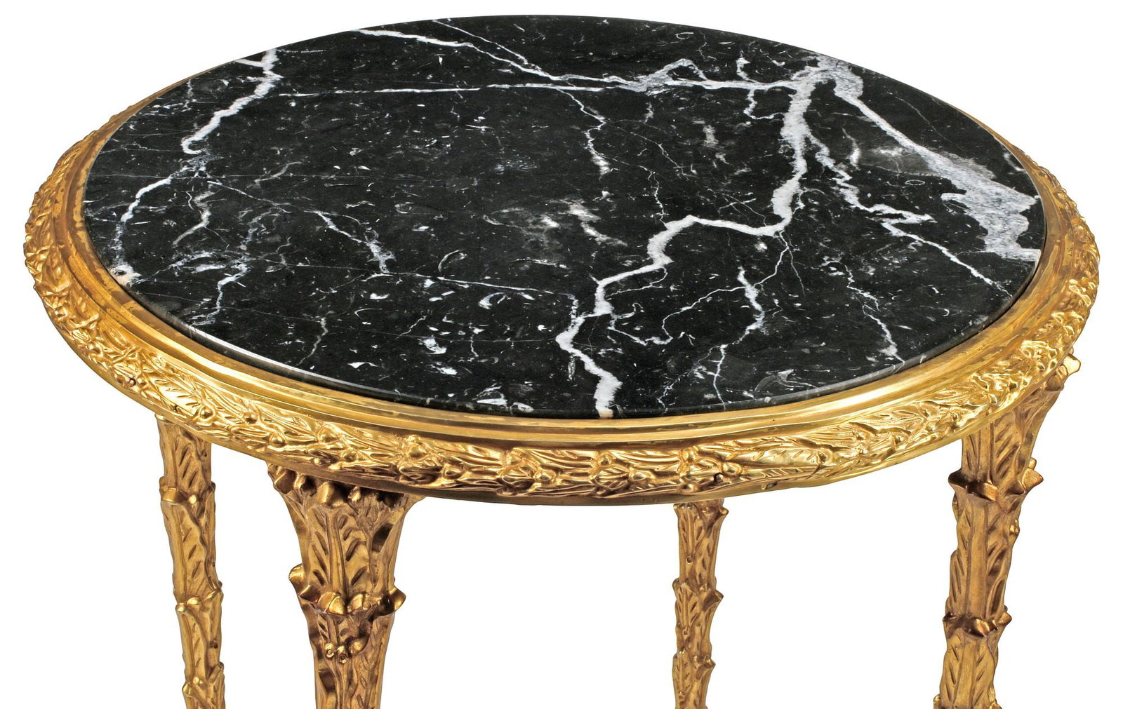 (2) REGENCE STYLE MARBLE-TOP ORMOLU GUERIDONS / SIDE TABLES - 2