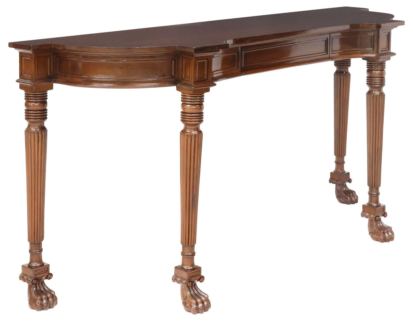 LARGE REGENCY STYLE MAHOGANY 1-DRAWER CONSOLE TABLE, 78"L (1 of 6)