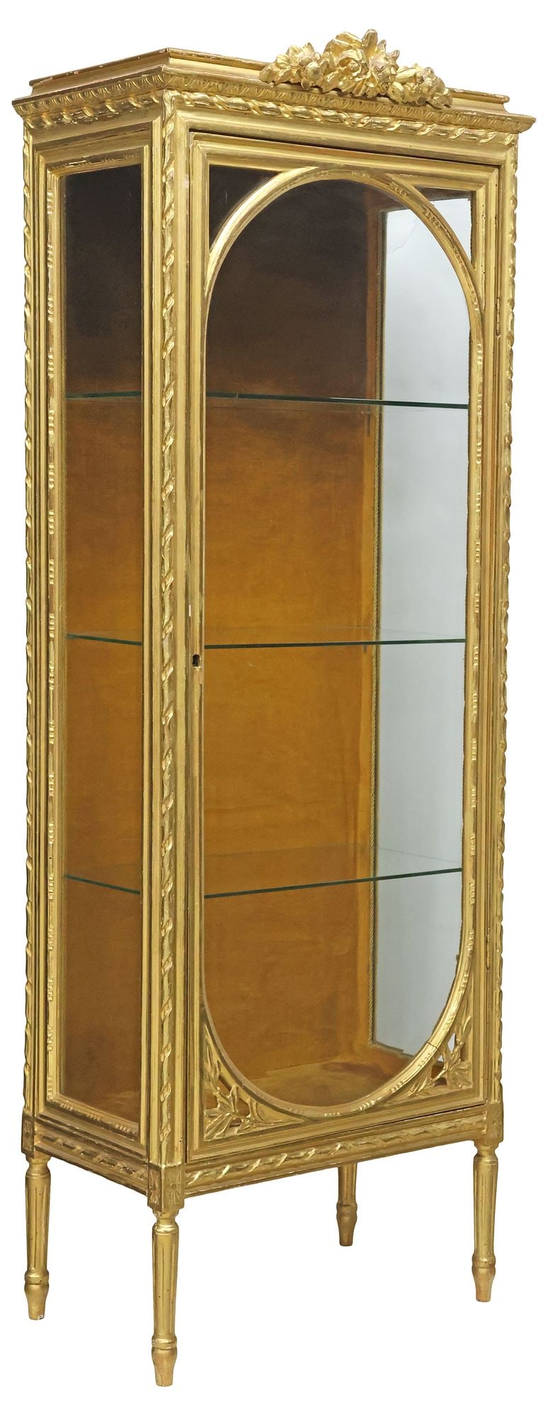 FRENCH LOUIS XVI STYLE GILTWOOD VITRINE / DISPLAY CABINET (1 of 5)