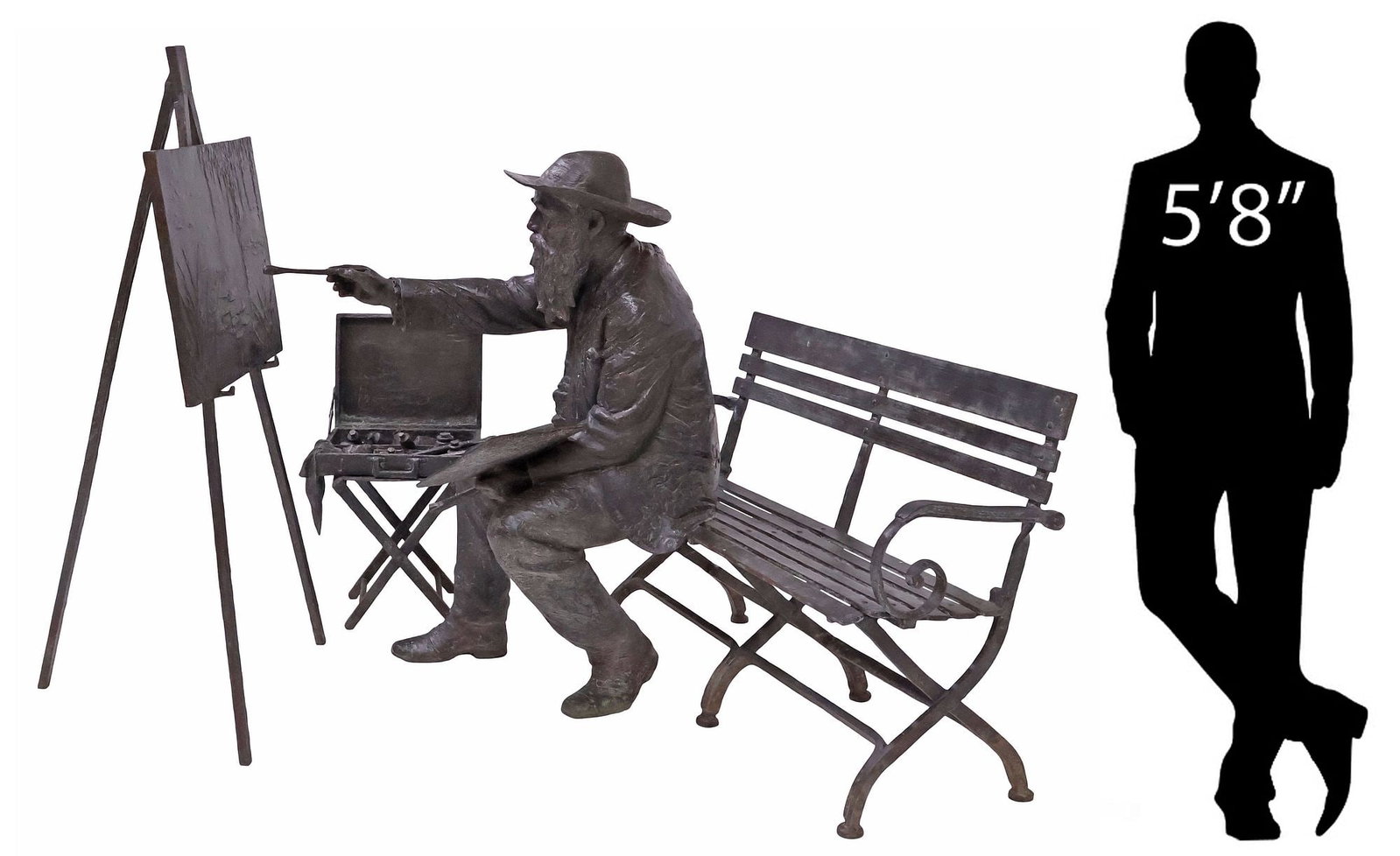 (3 PCS) GARY LEE PRICE (B.1955) LIFE SIZE BRONZE GROUP, 'MONET'S BENCH' (1 of 20)
