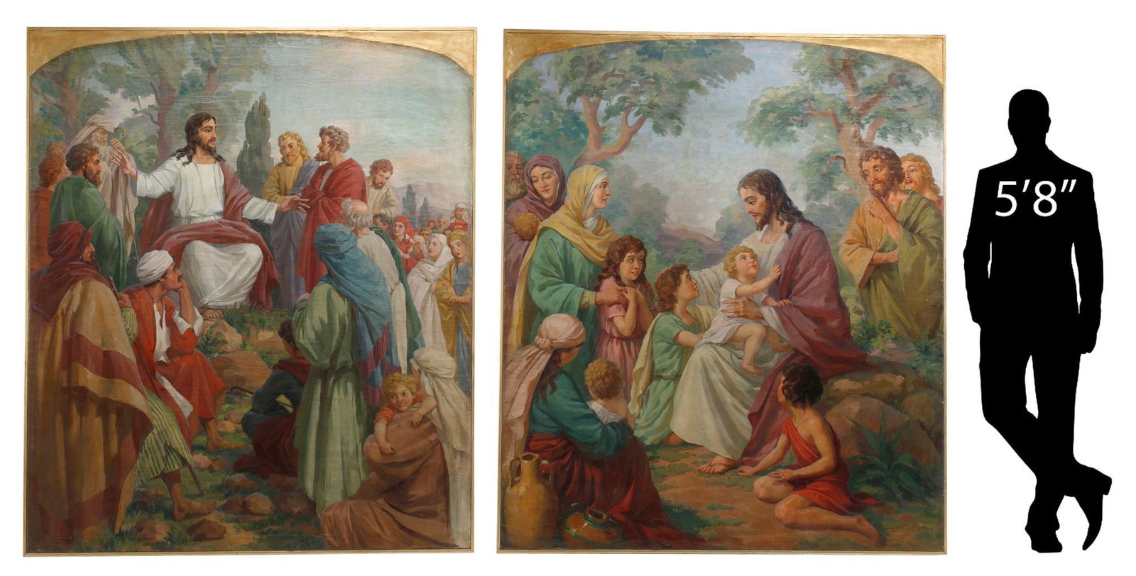 (2) MONUMENTAL FRAMED RELIGIOUS PAINTINGS, BIBLICAL SCENES, 84" X 71" (1 of 12)