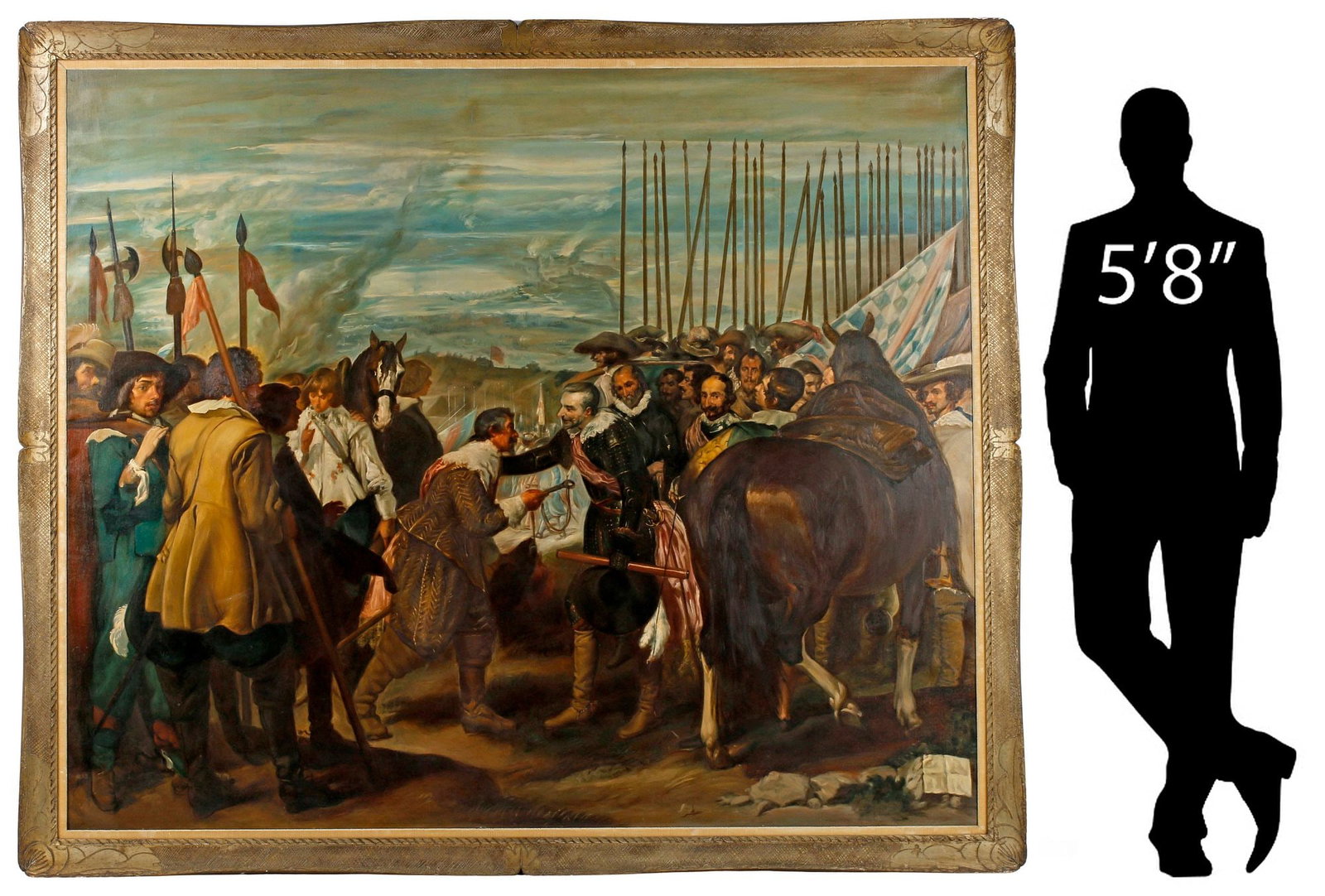 AFTER DIEGO VELAZQUEZ (SPANISH, D.1660) PAINTING, 'SURRENDER OF BREDA, 66" X 79"' (1 of 10)