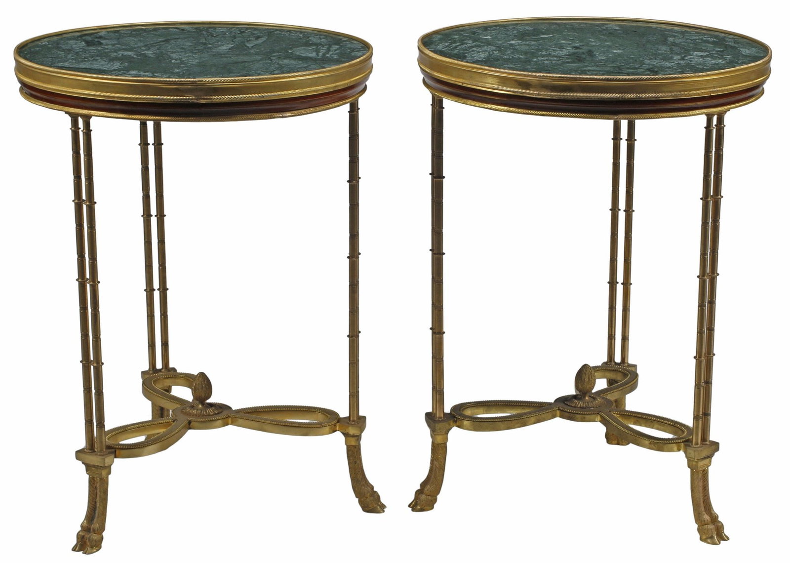 (2) NEOCLASSICAL STYLE MARBLE-TOP ORMOLU SIDE TABLES / GUERIDONS (1 of 6)