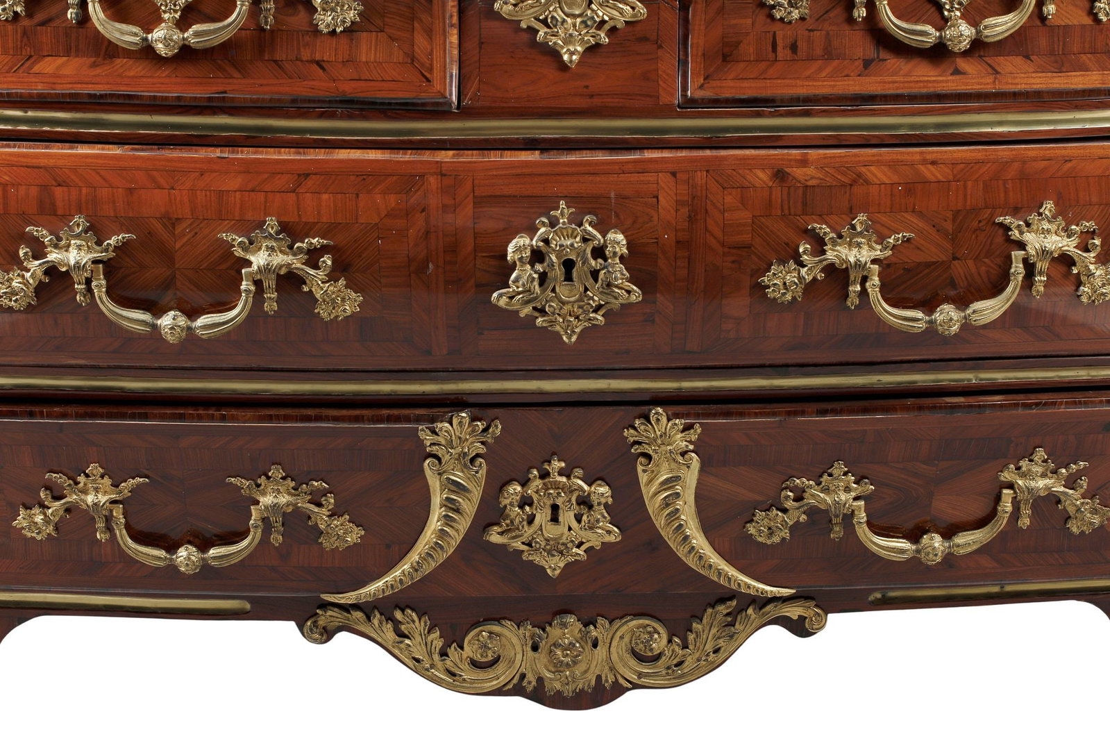FRENCH REGENCE MARBLE-TOP ORMOLU-MOUNTED BOMBE COMMODE, 18TH C. - 3