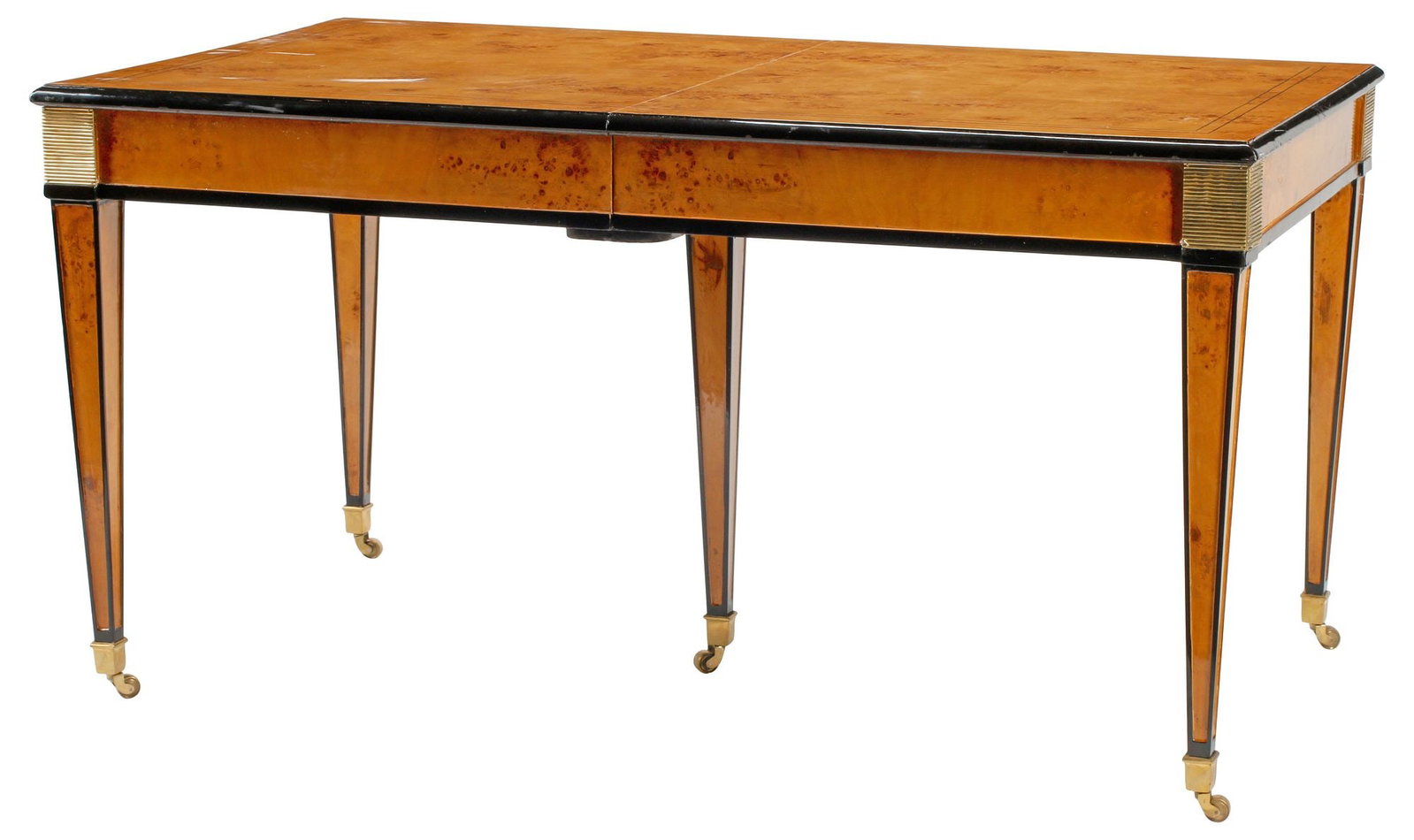 BIEDERMEIER STYLE PARCEL-EBONIZED BURLWOOD EXTENSION DINING TABLE (1 of 7)