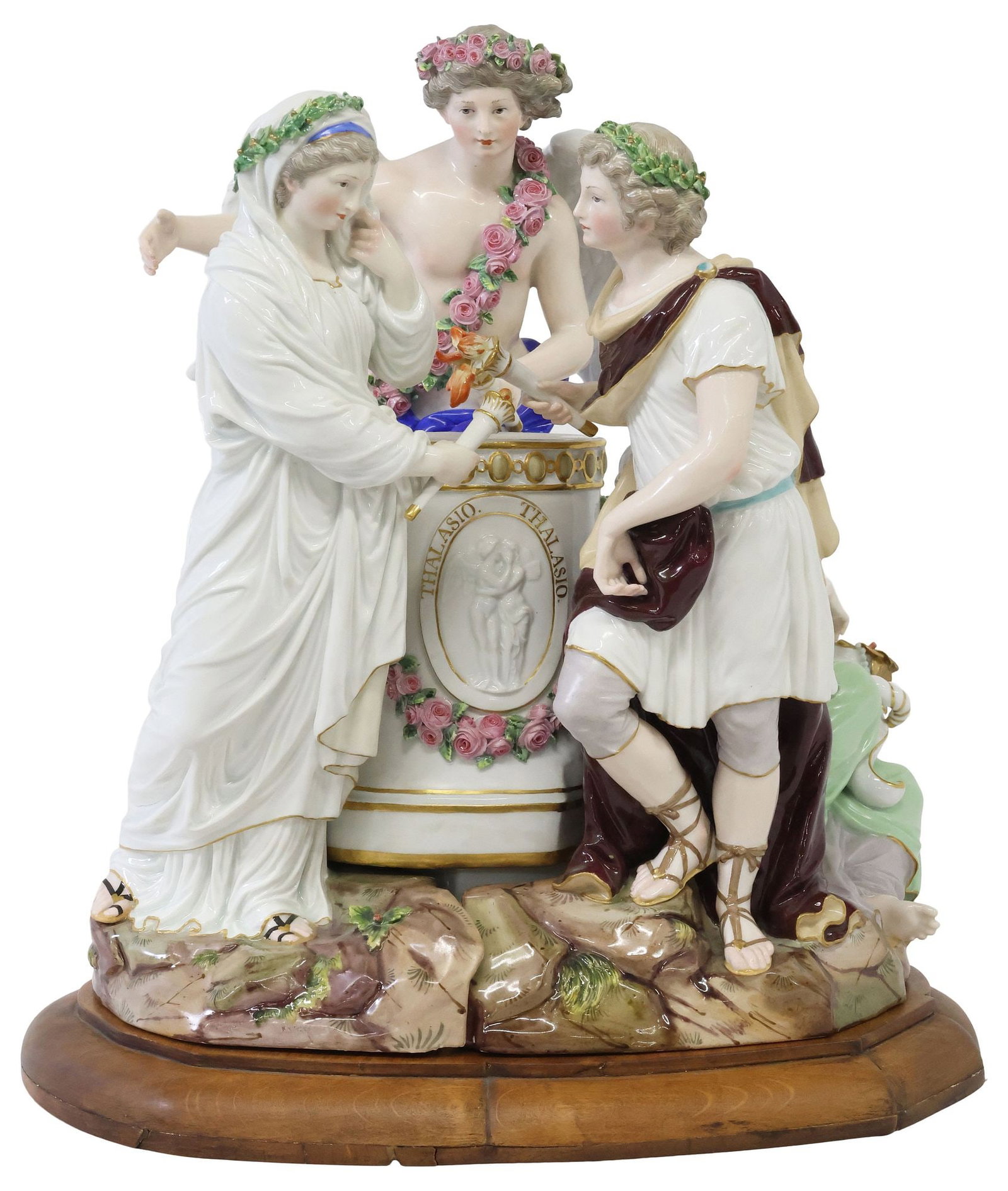 FINE GERMAN MEISSEN PORCELAIN 4-PART FIGURAL GROUP, 'ROMAN WEDDING' (1 of 8)