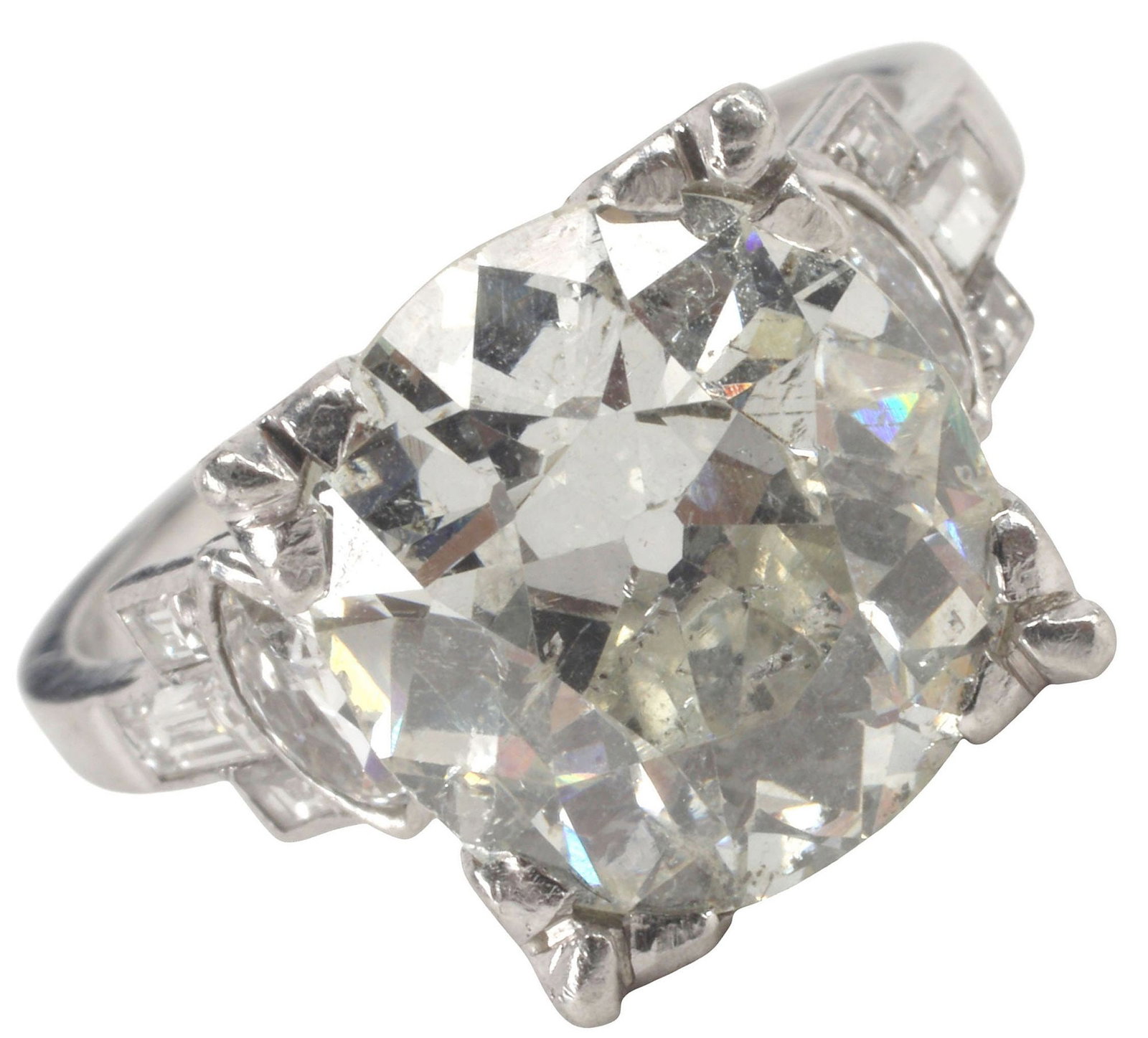 ESTATE PLATINUM OLD EUROPEAN & MIXED-CUT DIAMOND RING (1 of 7)