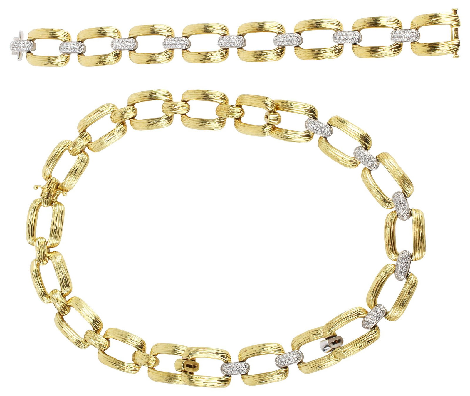 (2) ESTATE SPARK 18KT BICOLOR GOLD & 2.50CTTW DIAMOND NECKLACE & BRACELET (1 of 5)