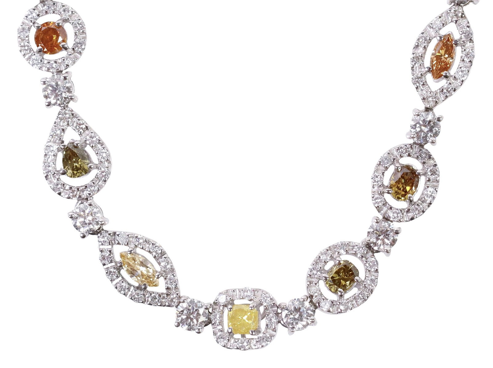 FANCY ESTATE 14KT WHITE GOLD & 10.53CTTW MULTI- COLOR DIAMOND NECKLACE (1 of 7)
