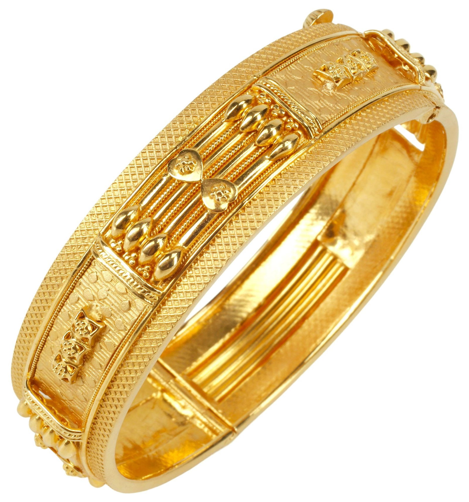 ESTATE 22KT YELLOW GOLD KADA STYLE HINGED BANGLE BRACELET, 40 GRAMS (1 of 4)