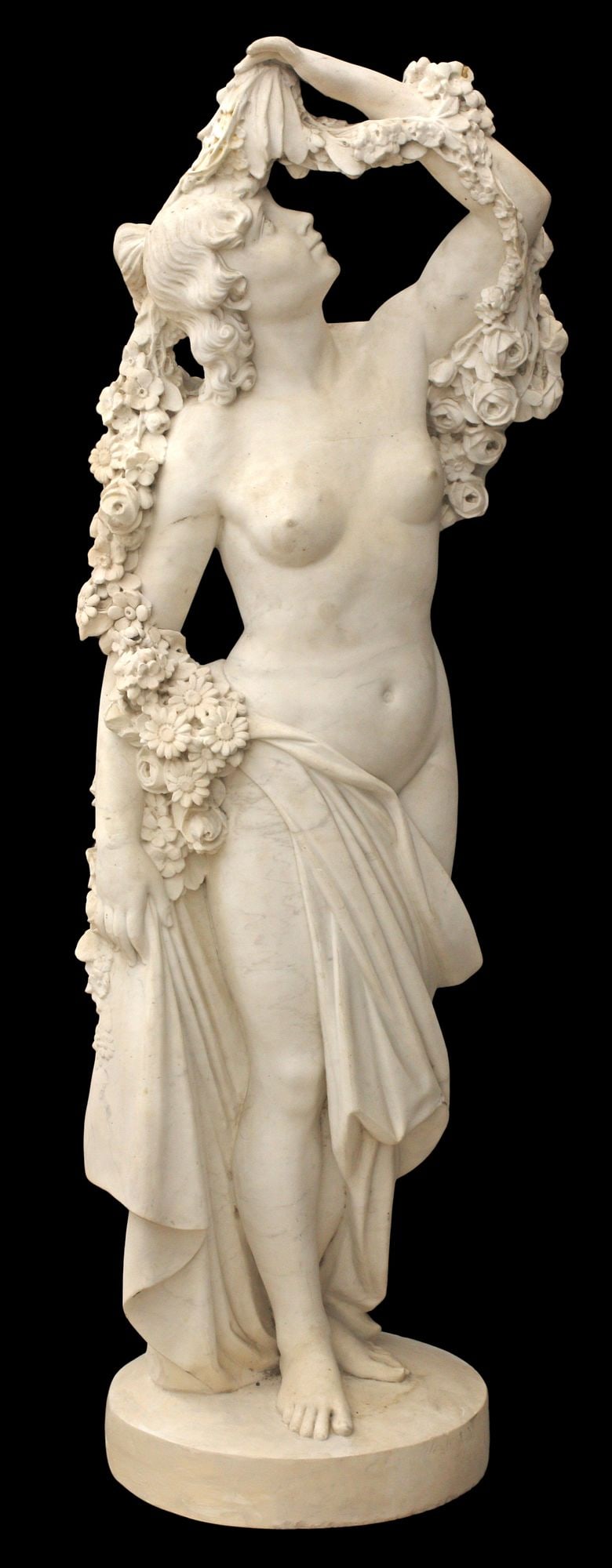 AFTER FORTUNATO GALLI (1850-1918) CARVED MARBLE ALLEGORICAL SCULPTURE, 56"H (1 of 6)