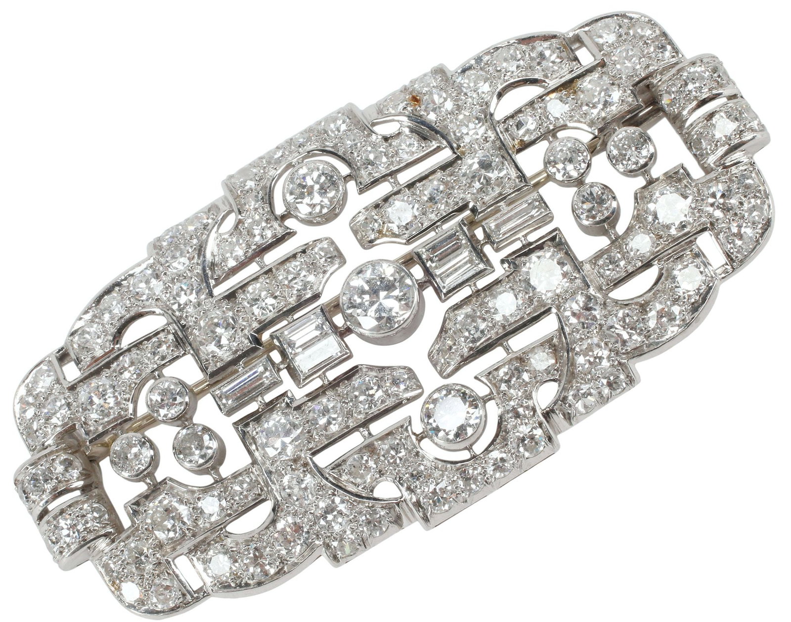 FINE ESTATE ART DECO PLATINUM & 7.25CTTW DIAMOND-SET BROOCH (1 of 4)