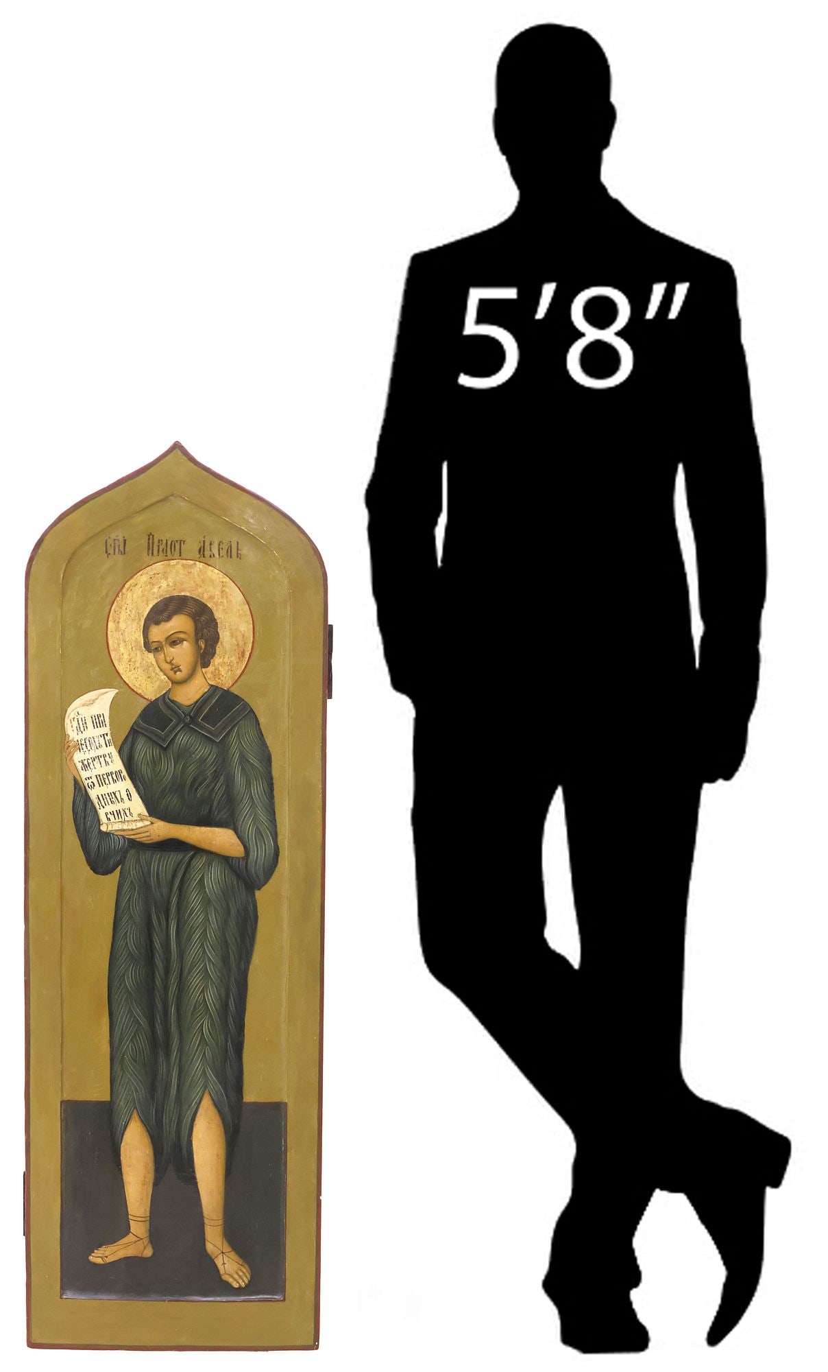 LARGE RUSSIAN ORTHODOX PAINTED RELIGIOUS ICON ON PANEL, FOREFATHER ABEL (1 of 6)