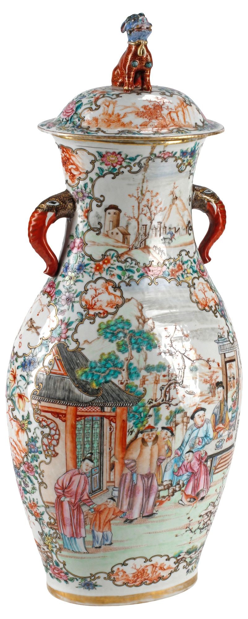 CHINESE MANDARIN PALETTE PORCELAIN VASE & COVER (1 of 8)