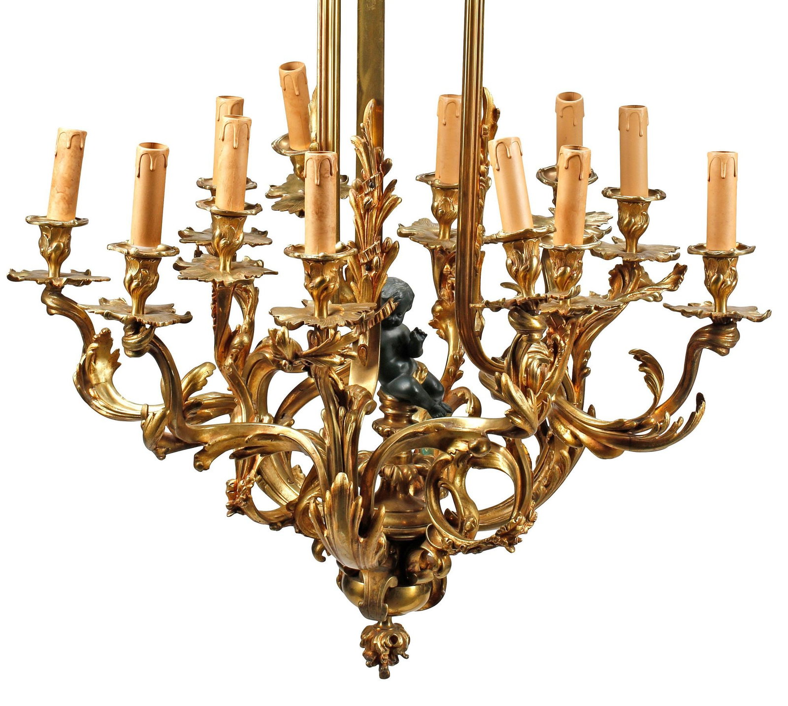 LARGE LOUIS XV STYLE ORMOLU 12-LIGHT CHANDELIER AFTER CAFFIERI (1 of 7)