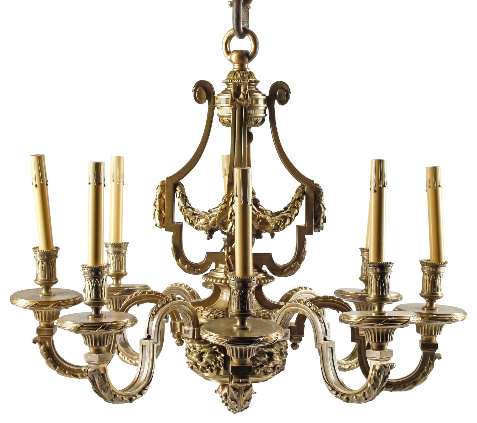 FRENCH REGENCE STYLE ORMOLU & FAUX CANDLE 8-LIGHT CHANDELIER (1 of 5)