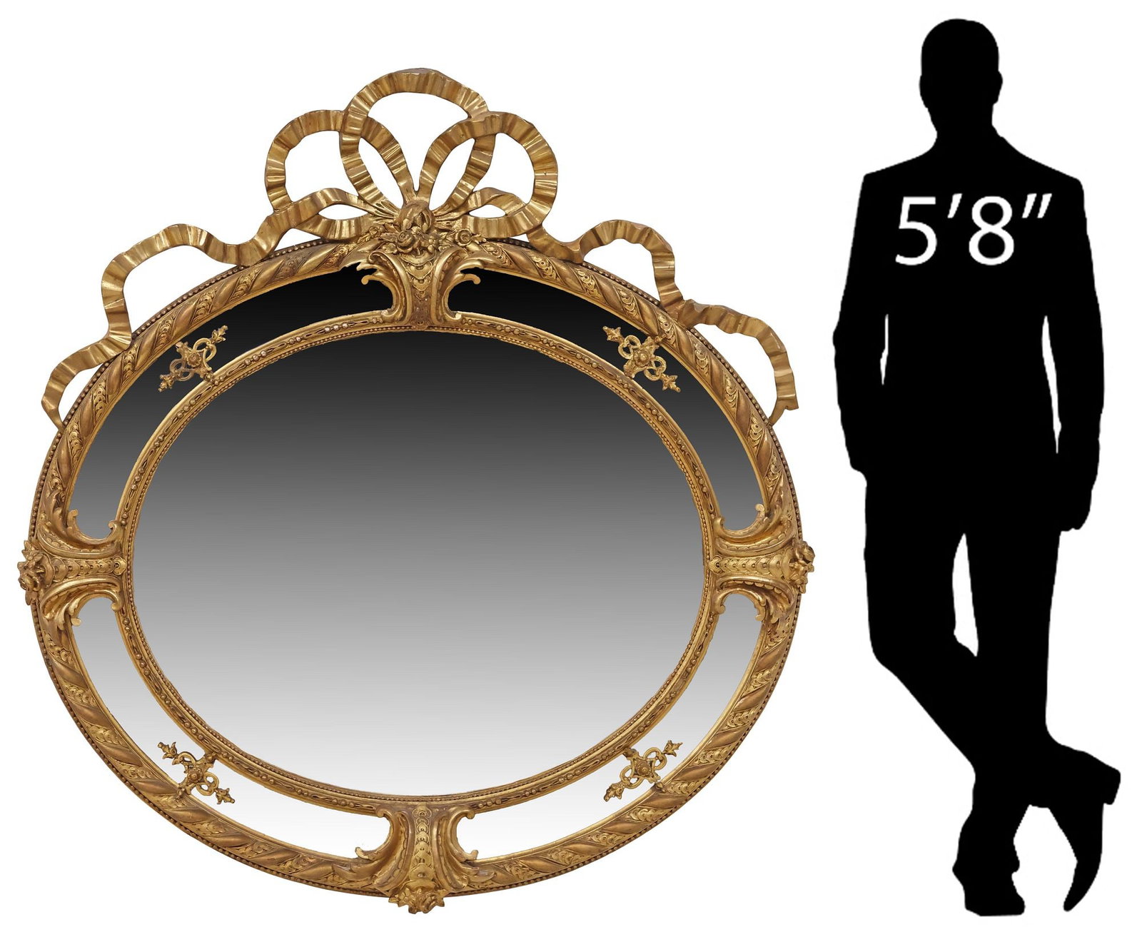 LARGE FRENCH LOUIS XV STYLE GILTWOOD & COMPOSITE PARCLOSE MIRROR (1 of 4)