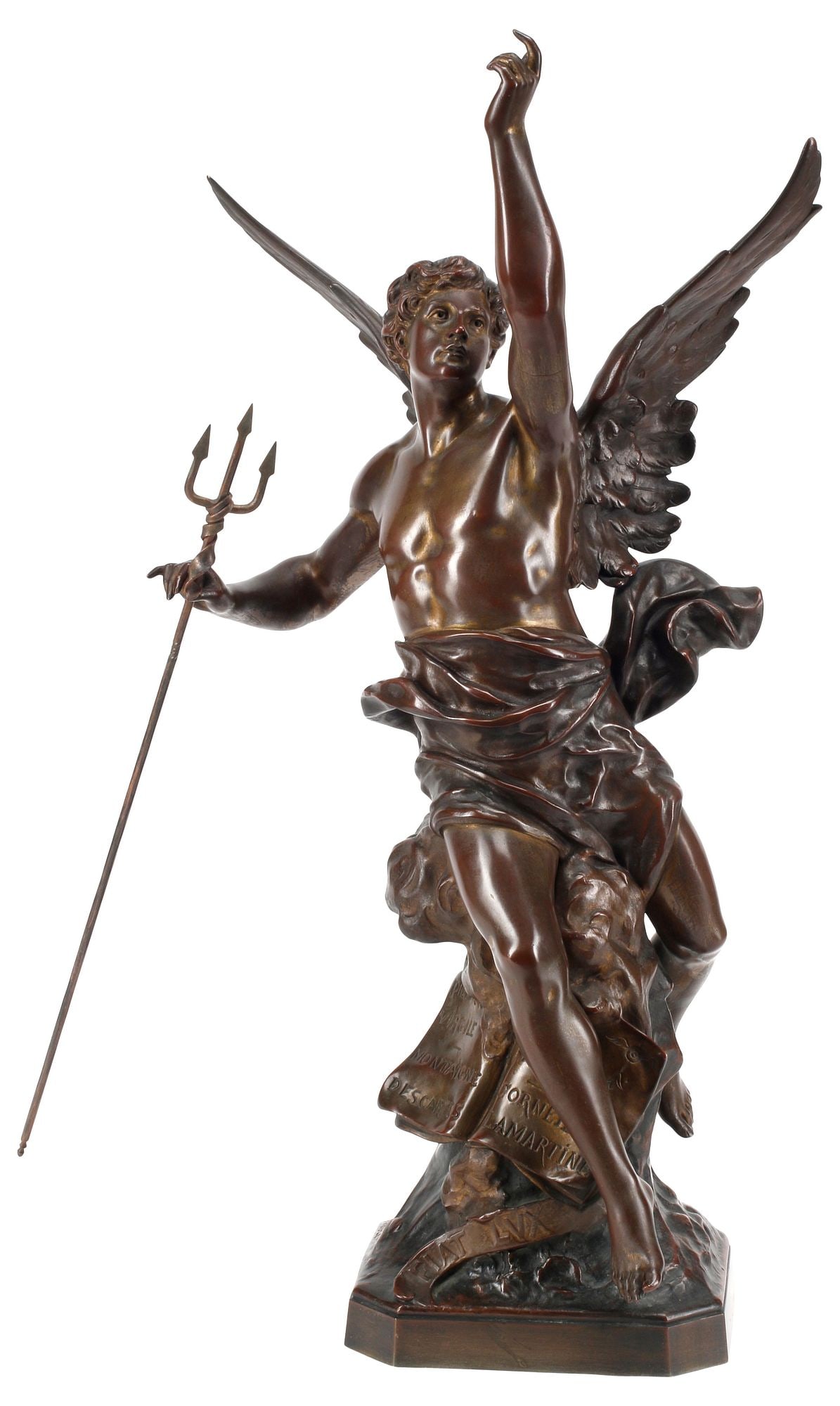 AFTER EMILE LOUIS PICAULT (1833-1915) PATINATED BRONZE SCULPTURE, 'LA PENSEE': Patinated bronze sculpture, 'La Pensee' (Thought), signed in cast after Emile Louis Picault (French, 1833-1915), approx 25"h, 16"w, 9"d, 30lbs