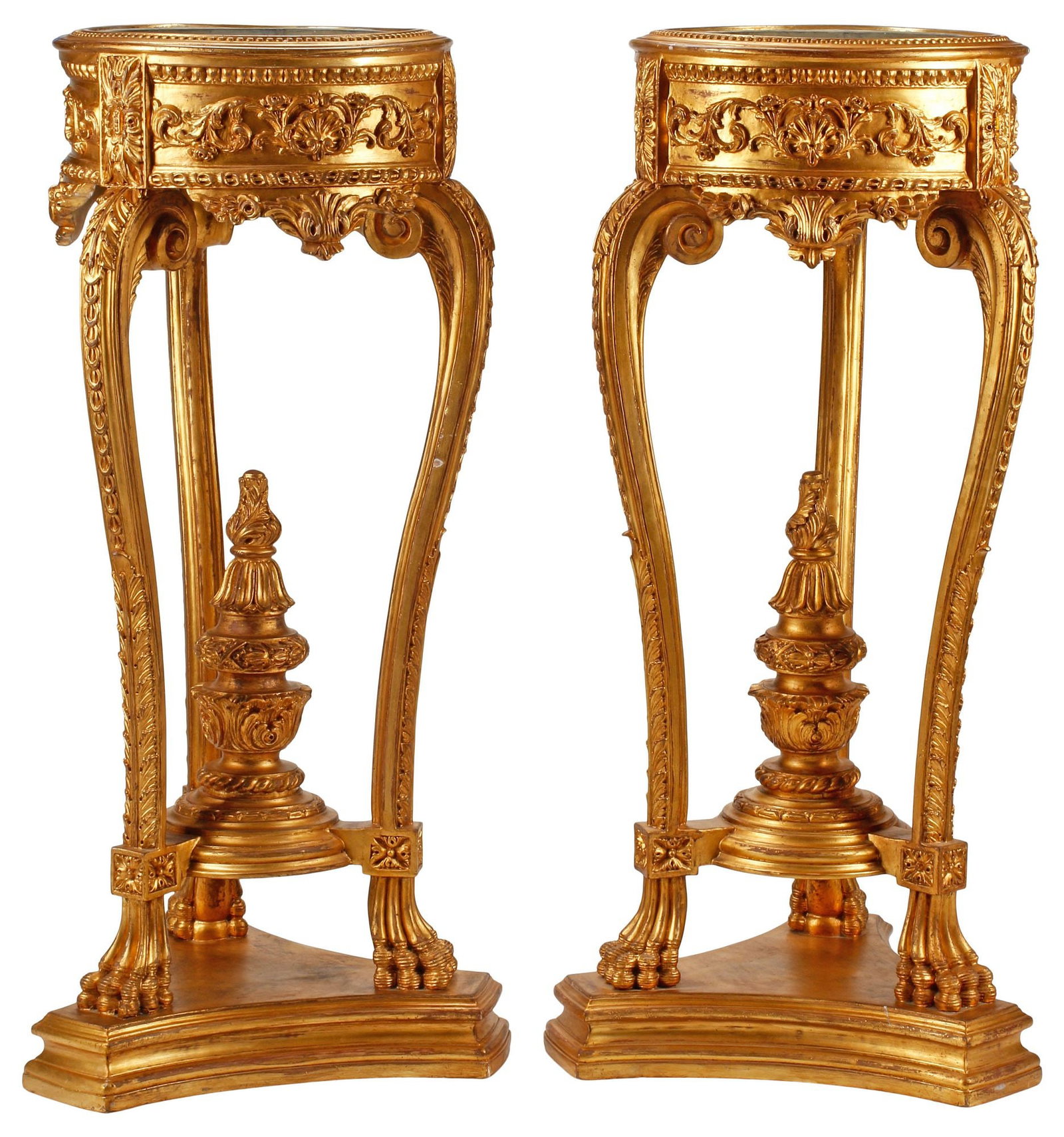 (2) NEOCLASSICAL STYLE GILT CARVED WOOD STANDING PLANTERS / JARDINIERES (1 of 5)