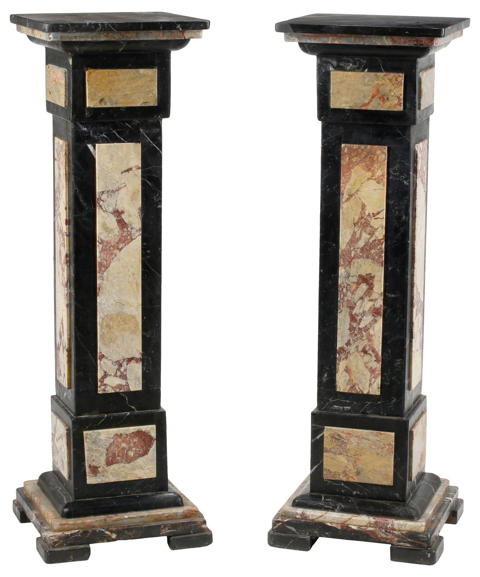 (2) NEOCLASSICAL STYLE BICOLOR MARBLE PEDESTALS, 45.5"H (1 of 6)