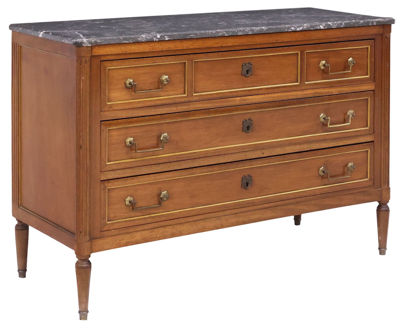 FRENCH LOUIS XVI STYLE MARBLE-TOP MAHOGANY COMMODE (1 of 5)