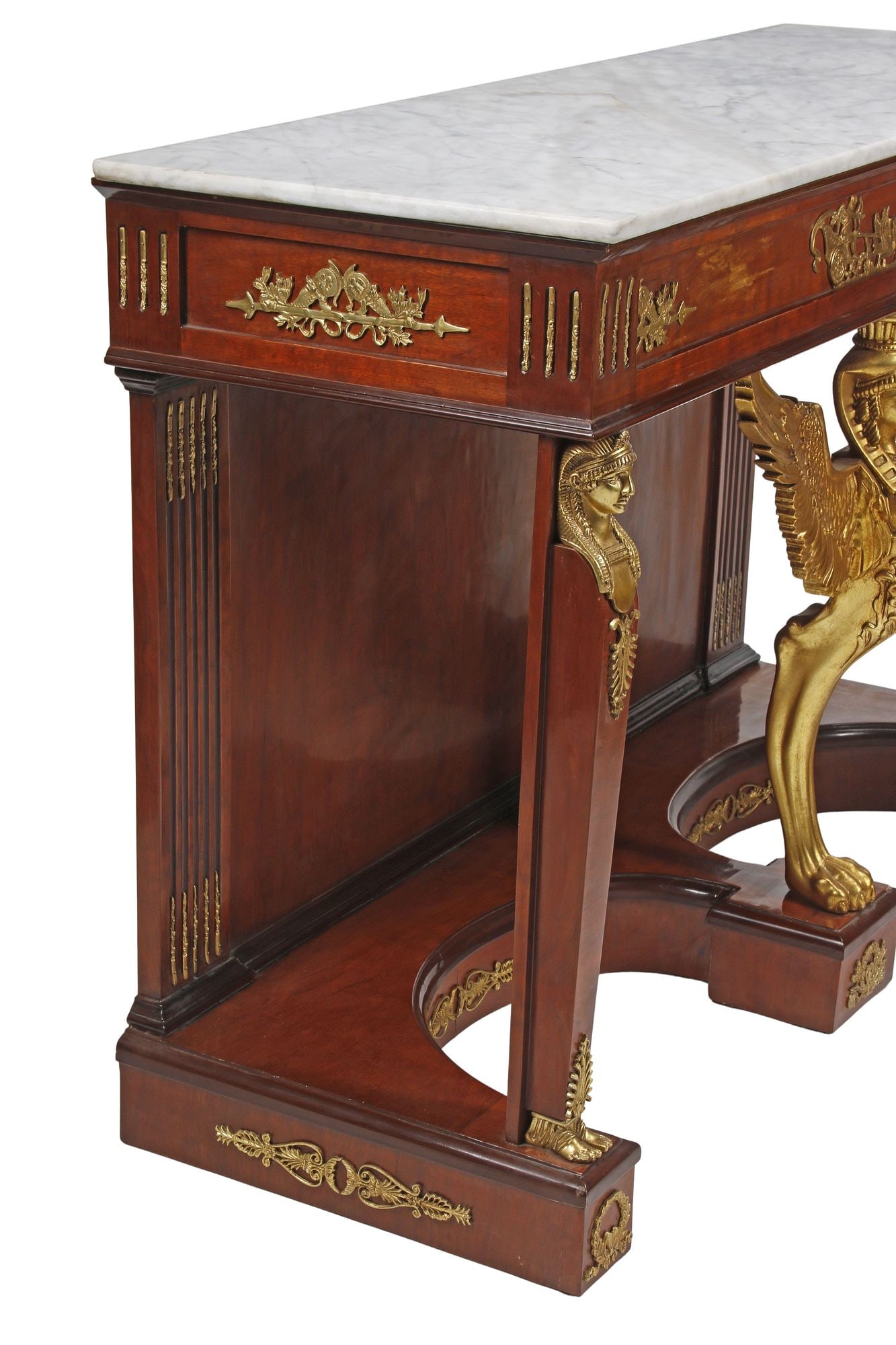 (2) EMPIRE STYLE MARBLE-TOP ORMOLU-MOUNTED CONSOLE TABLES - 2