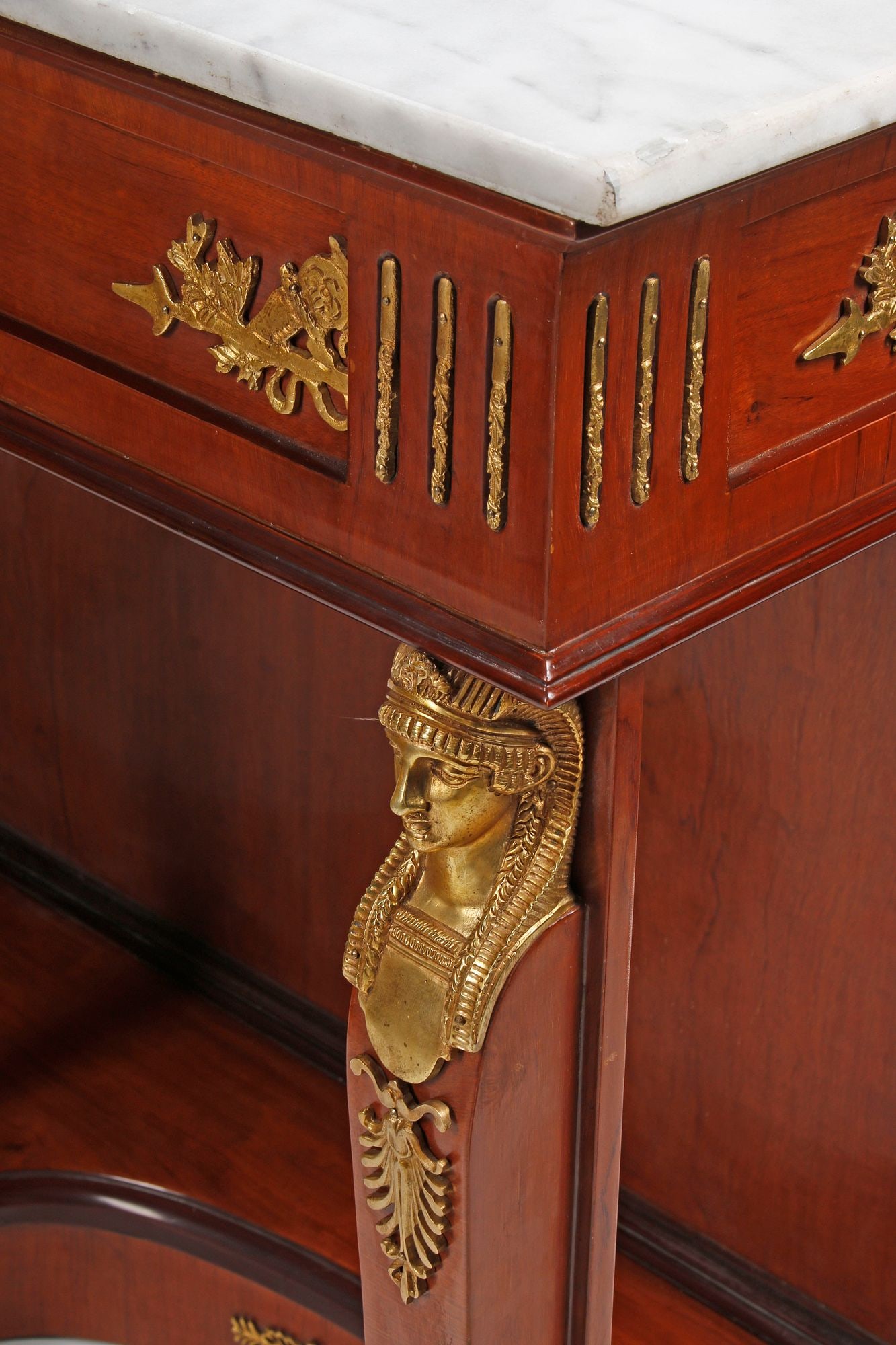 (2) EMPIRE STYLE MARBLE-TOP ORMOLU-MOUNTED CONSOLE TABLES - 4