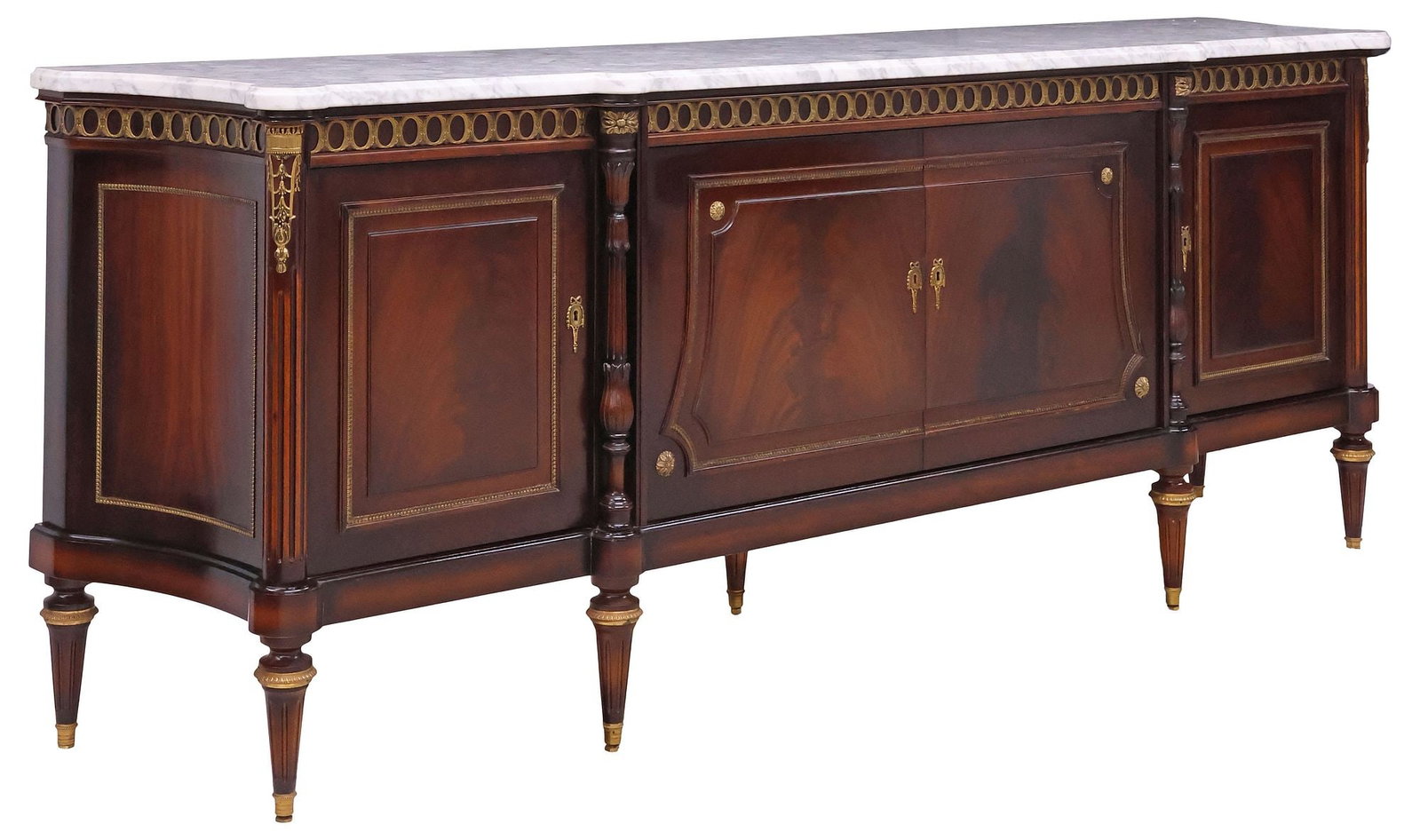 FRENCH LOUIS XVI STYLE MARBLE-TOP MAHOGANY SIDEBOARD (1 of 6)