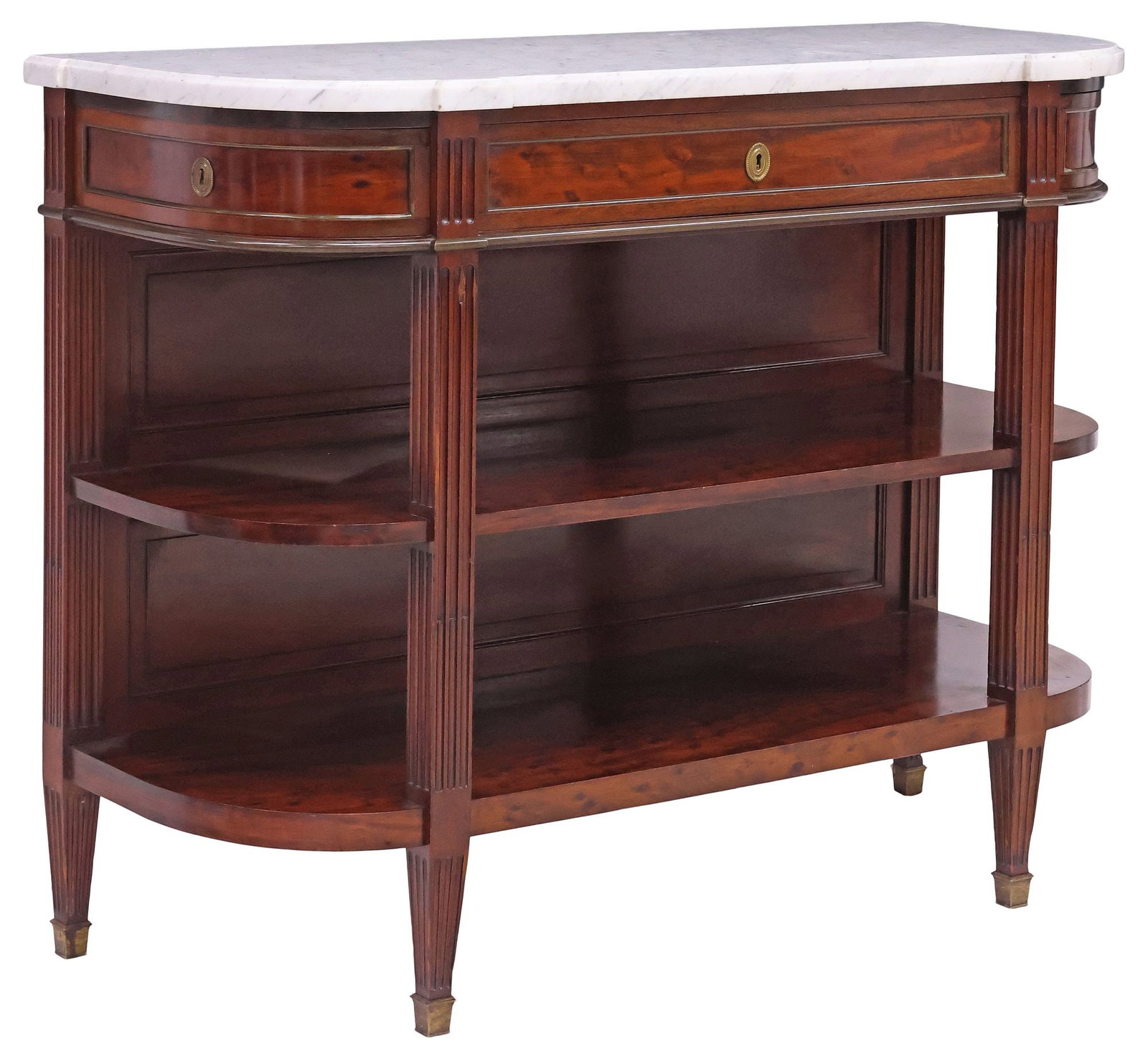 MAISON KRIEGER LOUIS XVI STYLE MARBLE-TOP 'PLUM PUDDING' MAHOGANY SERVER (1 of 6)