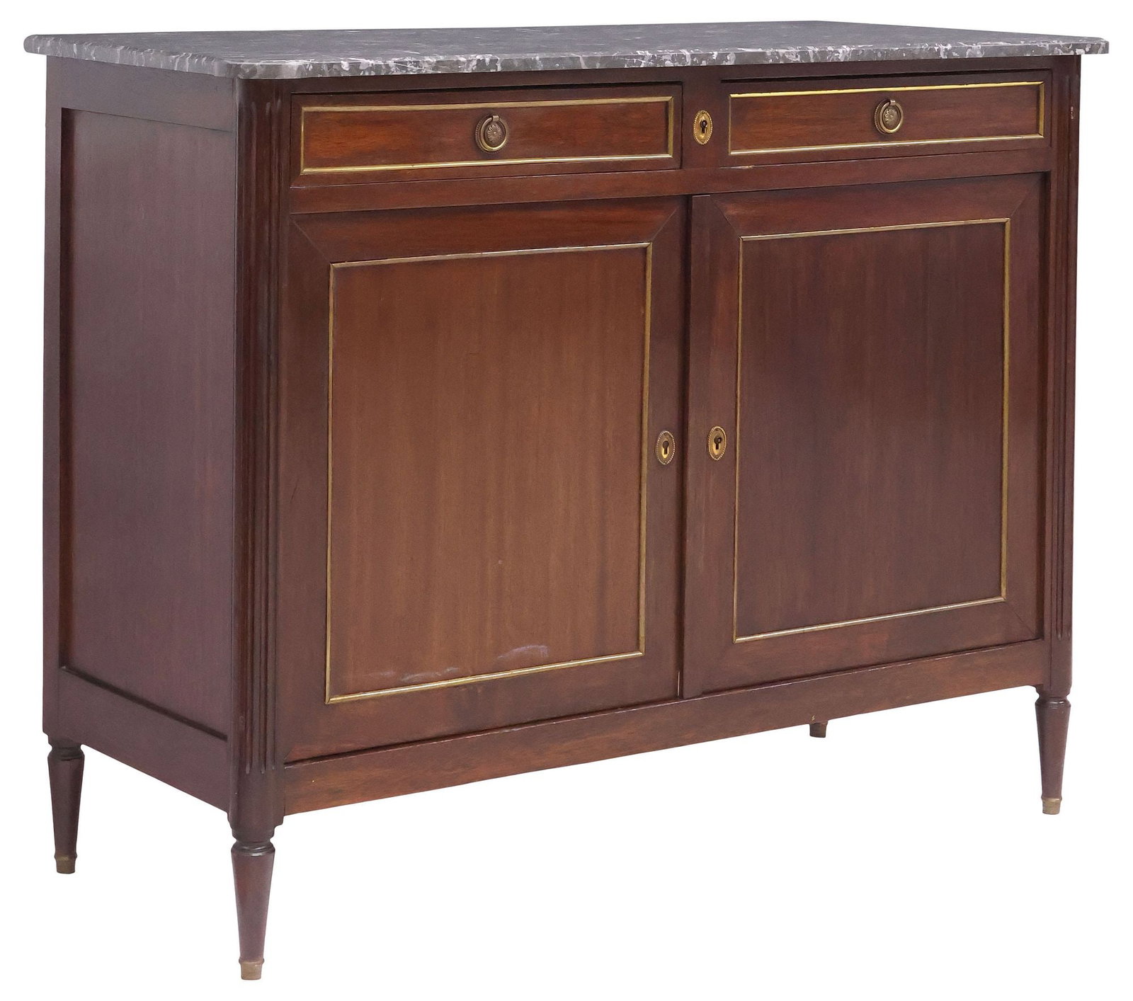 FRENCH LOUIS XVI STYLE MARBLE-TOP MAHOGANY SERVER / BUFFET (1 of 6)