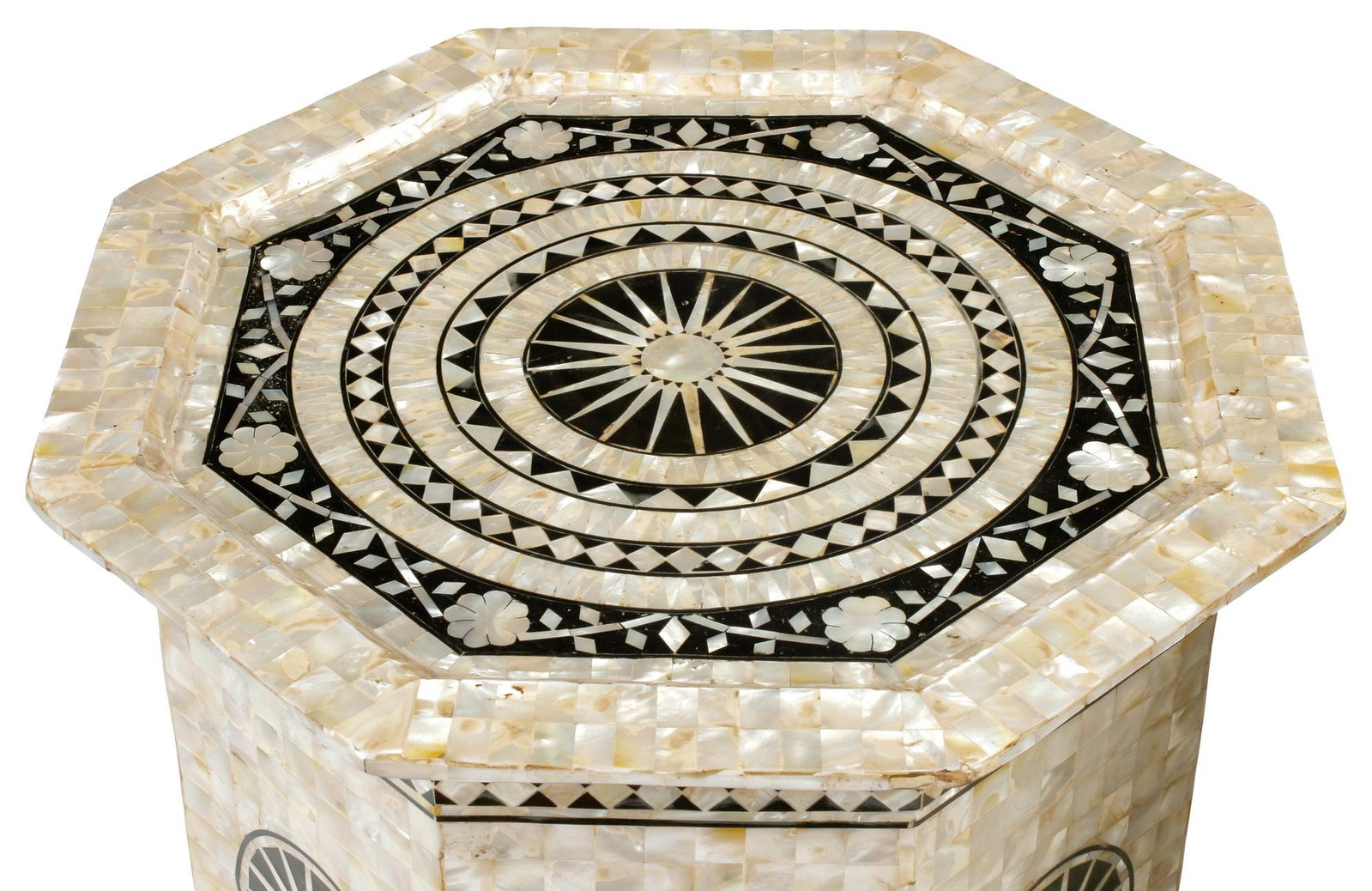 (2) MOORISH STYLE SHELL-INLAID OCTAGONAL SIDE TABLES - 2