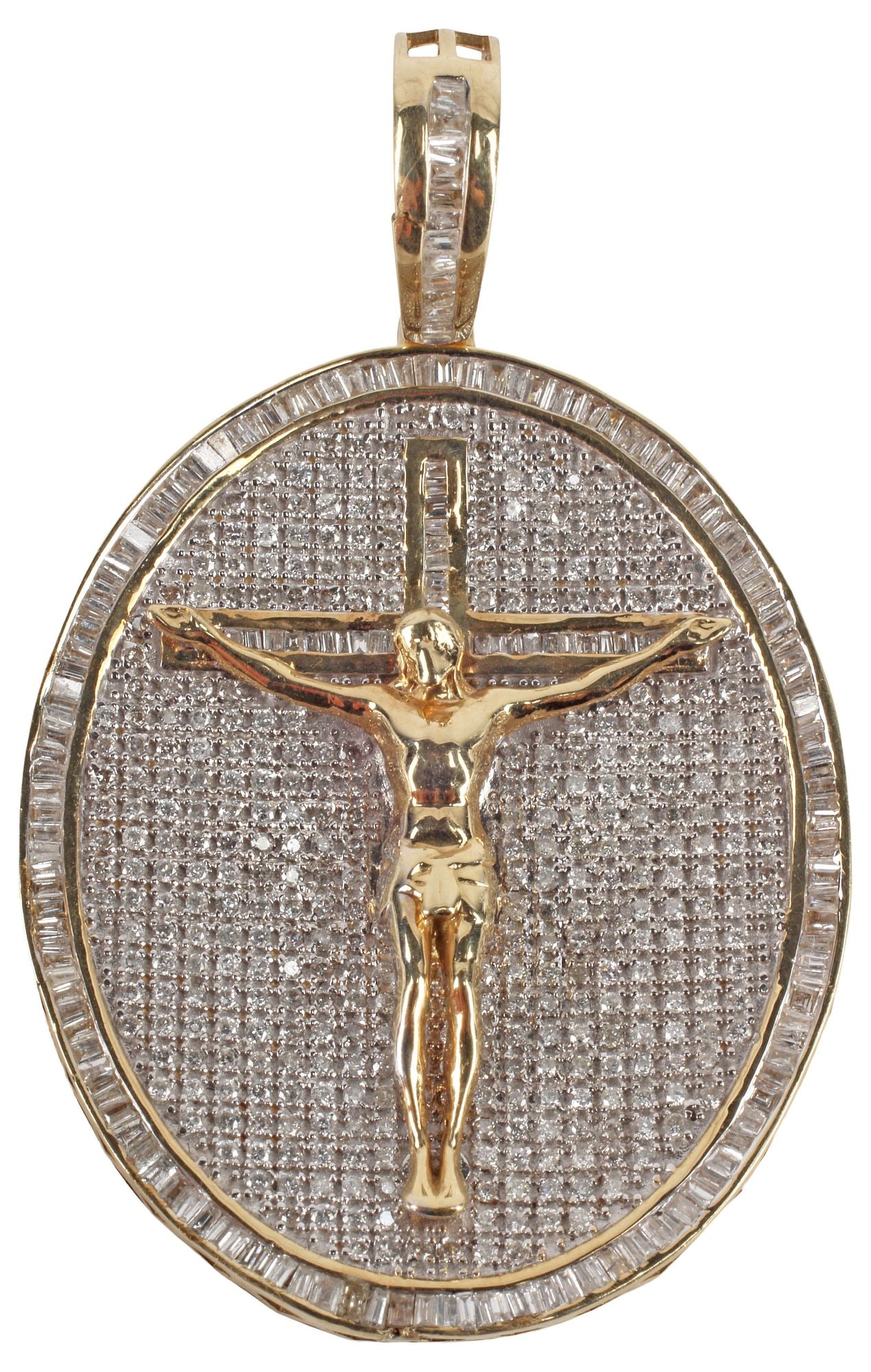 ESTATE 14KT YELLOW GOLD & 3.50CTTW DIAMOND CRUCIFIX PENDANT (1 of 5)