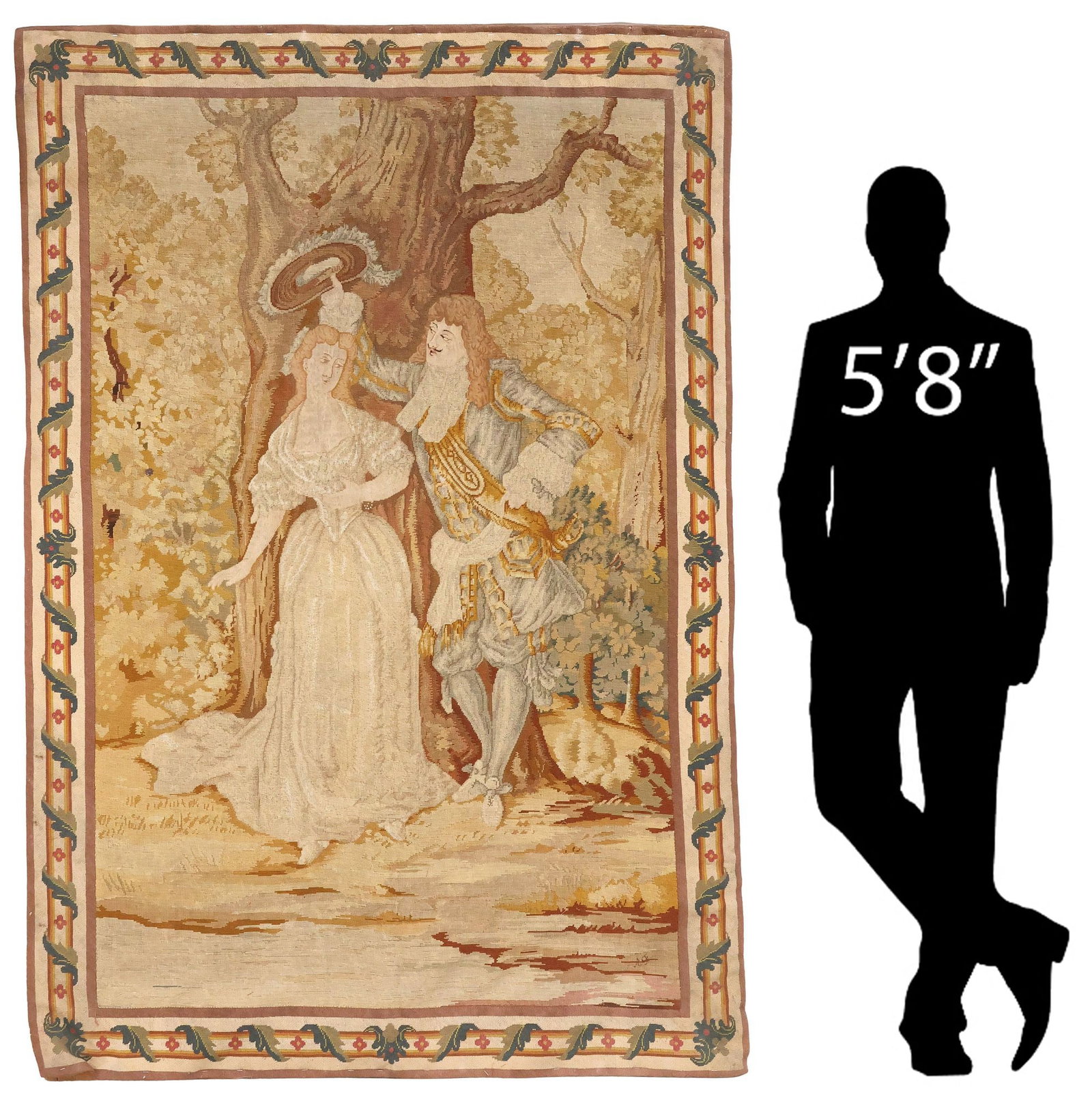 SIGNED AF FRENCH AUBUSSON STYLE WOVEN FIGURAL TAPESTRY, 19TH C. (1 of 4)