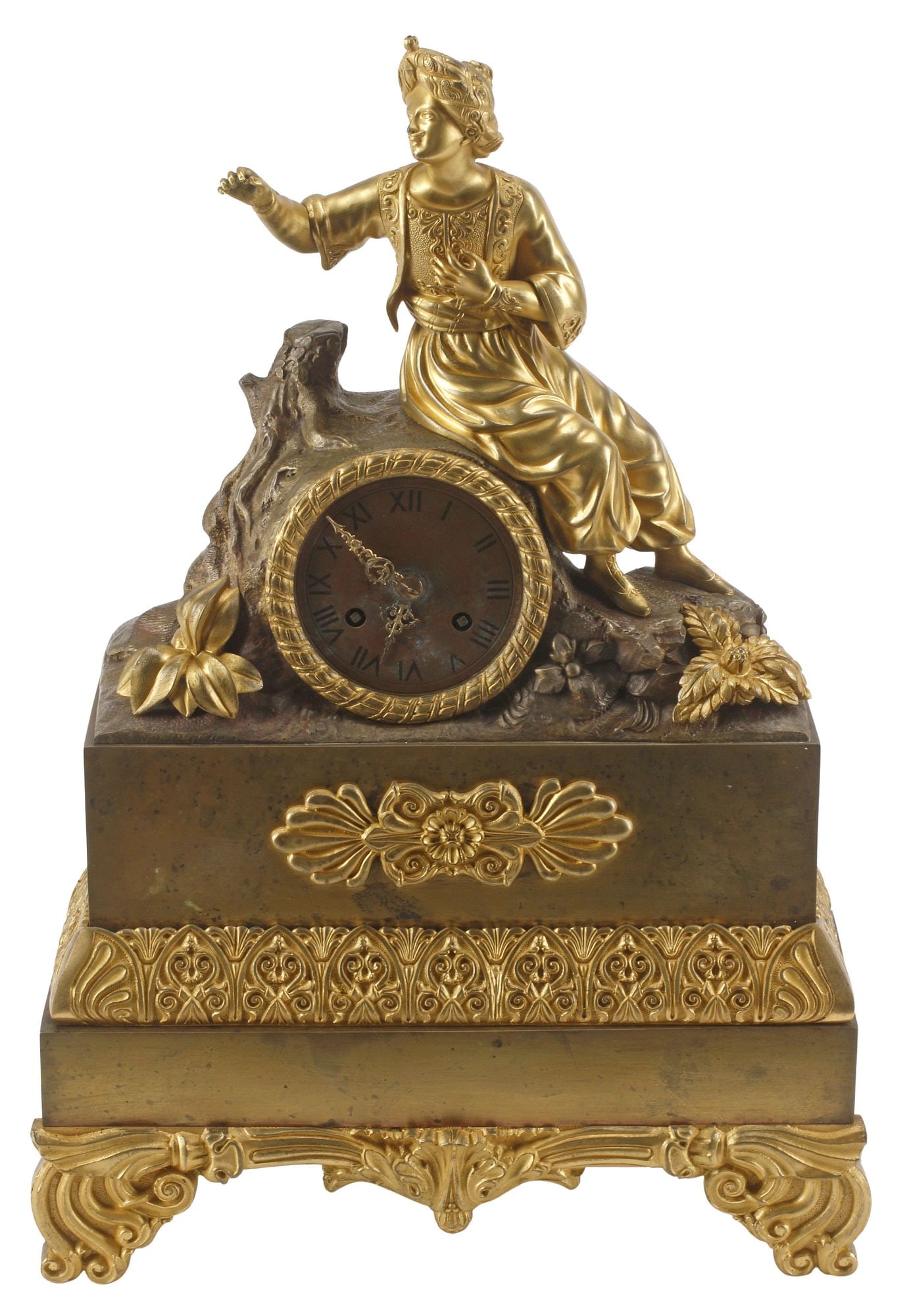 FRENCH EMPIRE BRONZE MANTEL CLOCK WITH ORIENTALIST FIGURE (1 of 7)