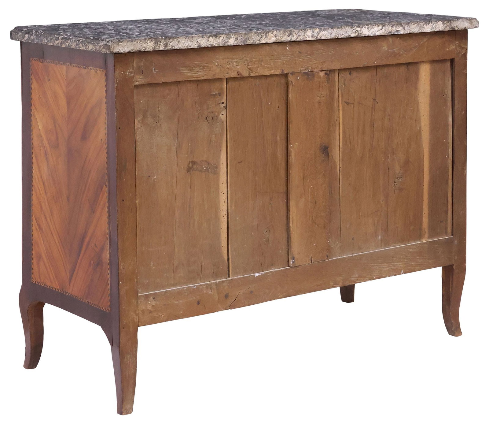 FRENCH TRANSITIONAL STYLE MARBLE-TOP MATCHED-VENEER COMMODE - 5