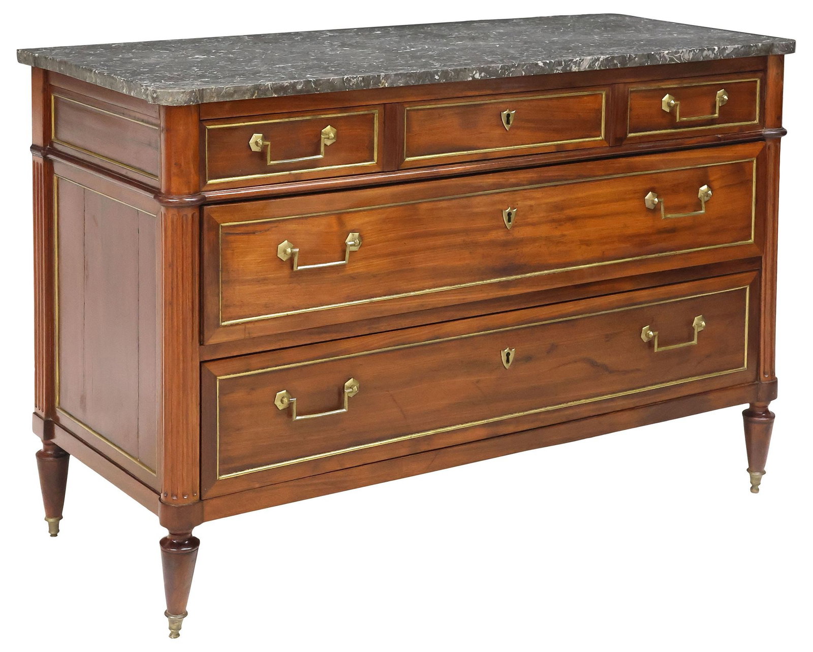 FRENCH LOUIS XVI STYLE MARBLE-TOP MAHOGANY COMMODE (1 of 5)