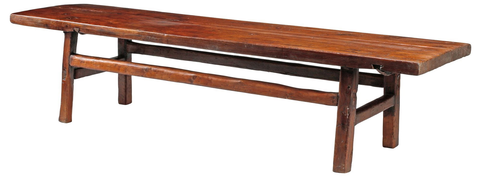 LARGE RUSTIC RECTANGULAR PLANK-SEAT BENCH, 86"L (1 of 4)