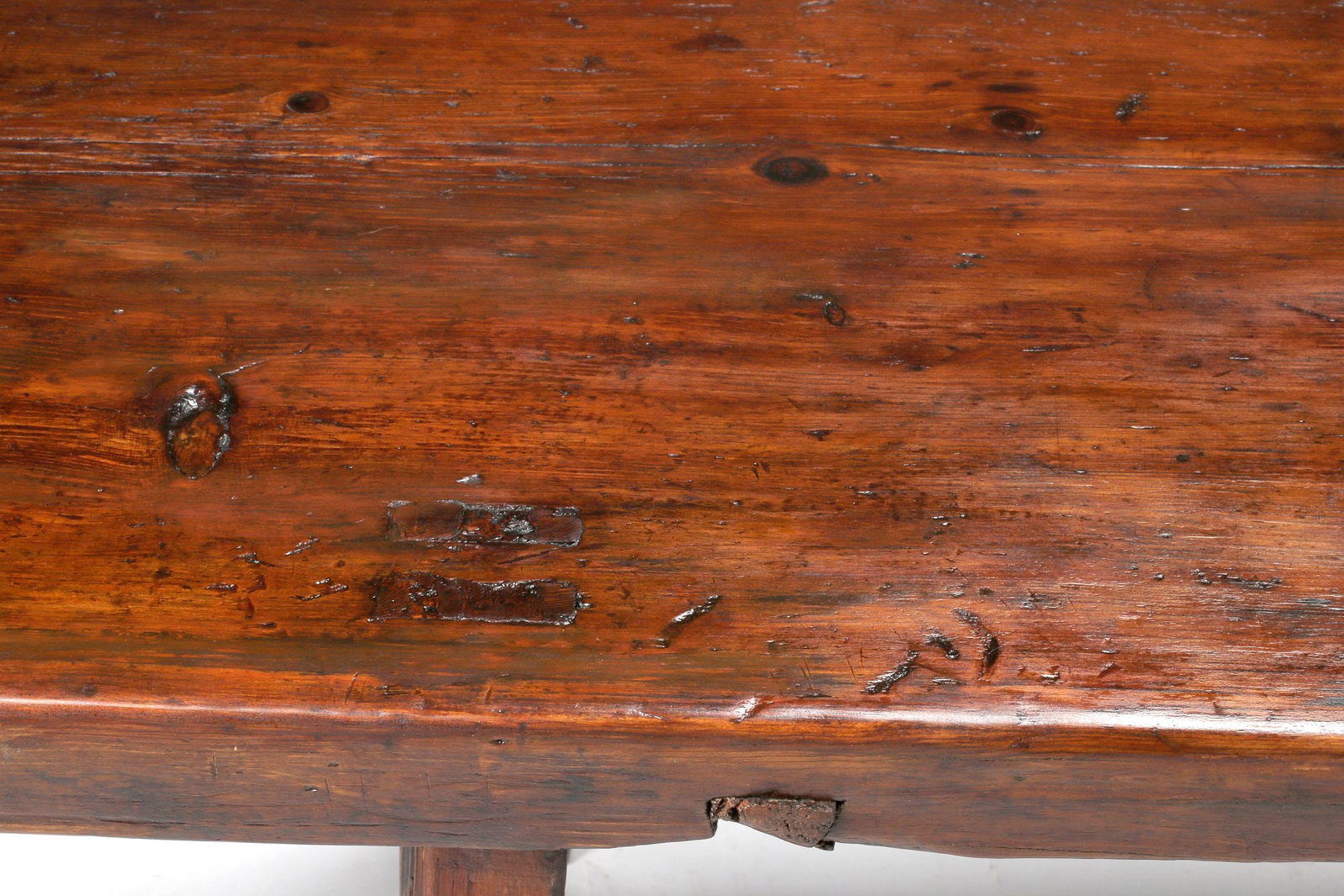 LARGE RUSTIC RECTANGULAR PLANK-SEAT BENCH, 86"L - 2