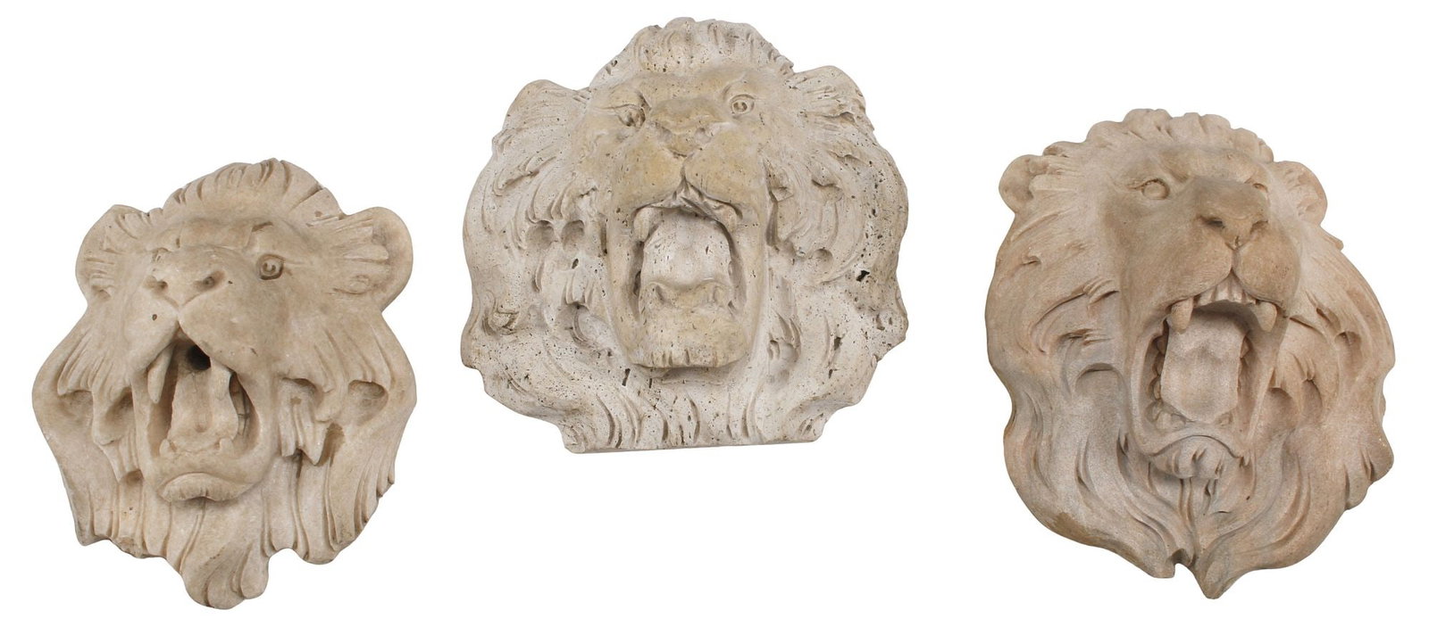 (3) ARCHITECTURAL CARVED MARBLE LION MASK FOUNTAIN HEADS (1 of 5)