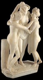 AFTER ANTONIO CANOVA (D.1822) CARVED ALABASTER SCULPTURE, THE THREE GRACES