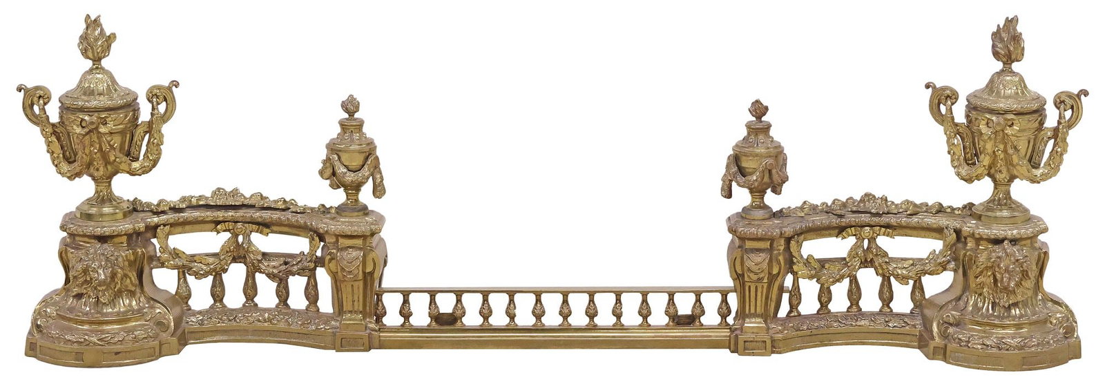 (3) LOUIS XVI STYLE ORMOLU CHENETS / ANDIRONS & FENDER (1 of 5)