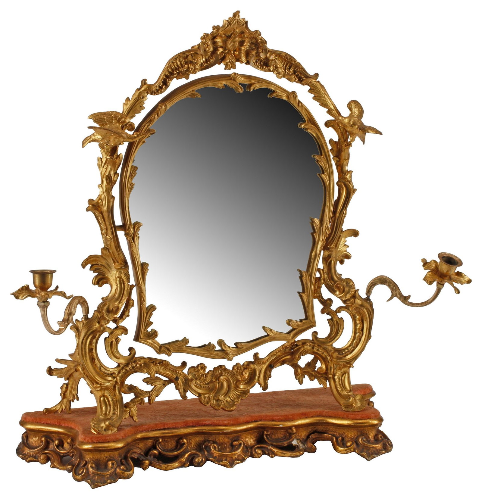 FRENCH LOUIS XV STYLE ORMOLU 2-LIGHT TABLETOP VANITY MIRROR (1 of 8)