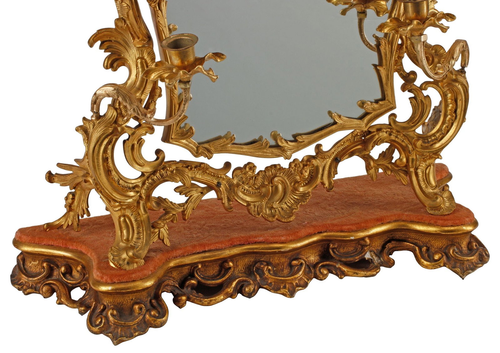 FRENCH LOUIS XV STYLE ORMOLU 2-LIGHT TABLETOP VANITY MIRROR - 7